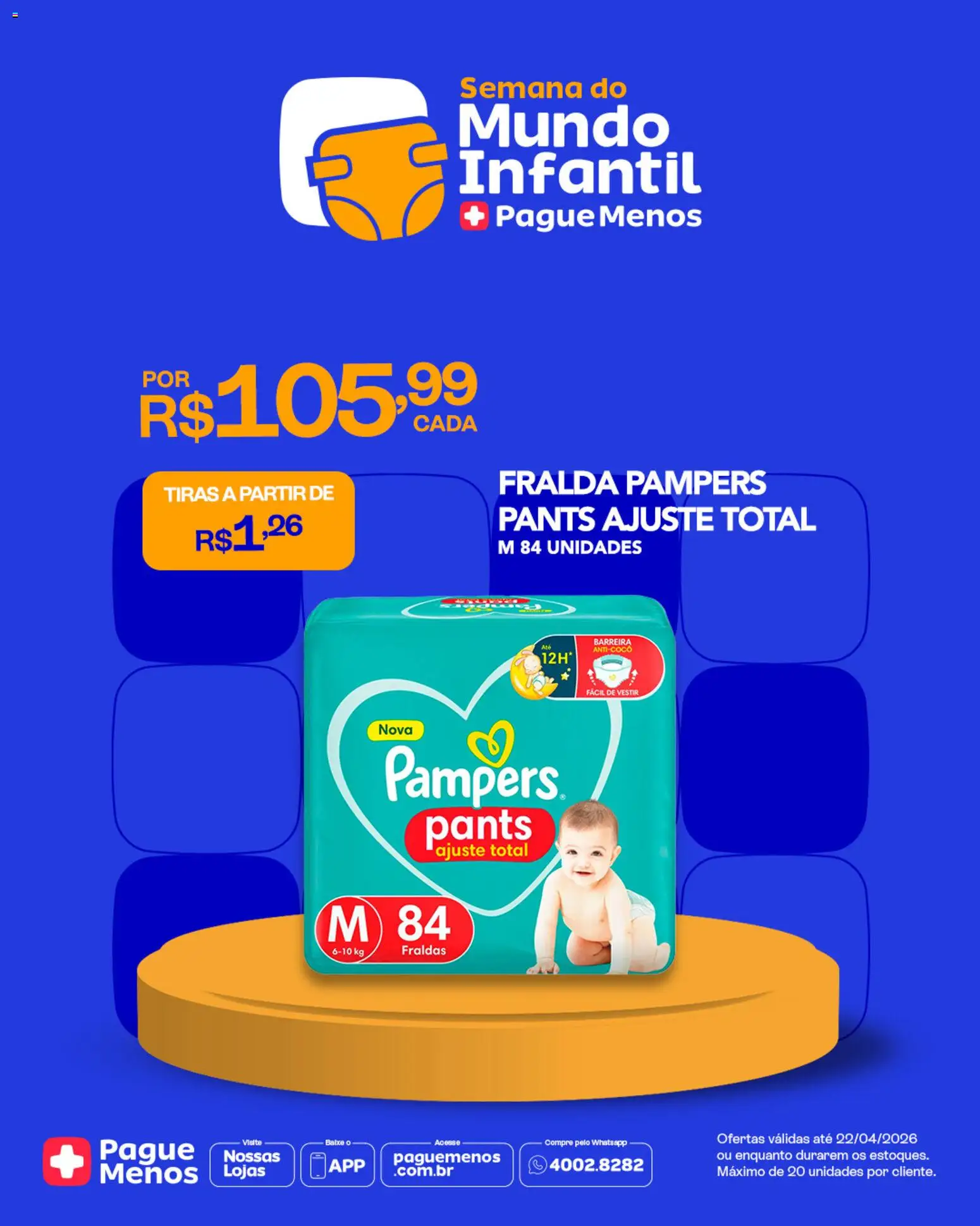 Pague Menos Folheto - válido de 20.04.2026 | Página: 2 | Produtos: Fralda pampers, Pampers, Fraldas