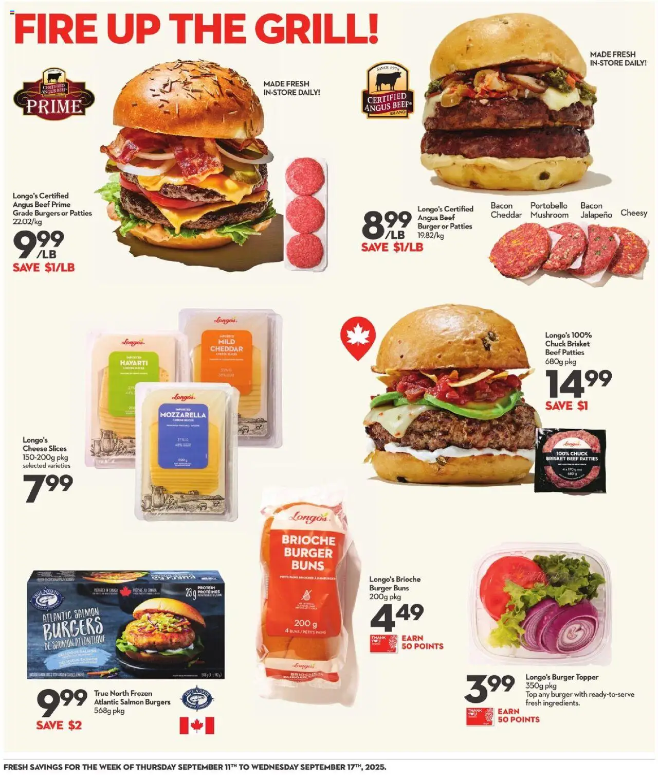 Longo's flyer valid from 11.09.2025 | Page: 11 | Products: Beef, Grill, Cheese