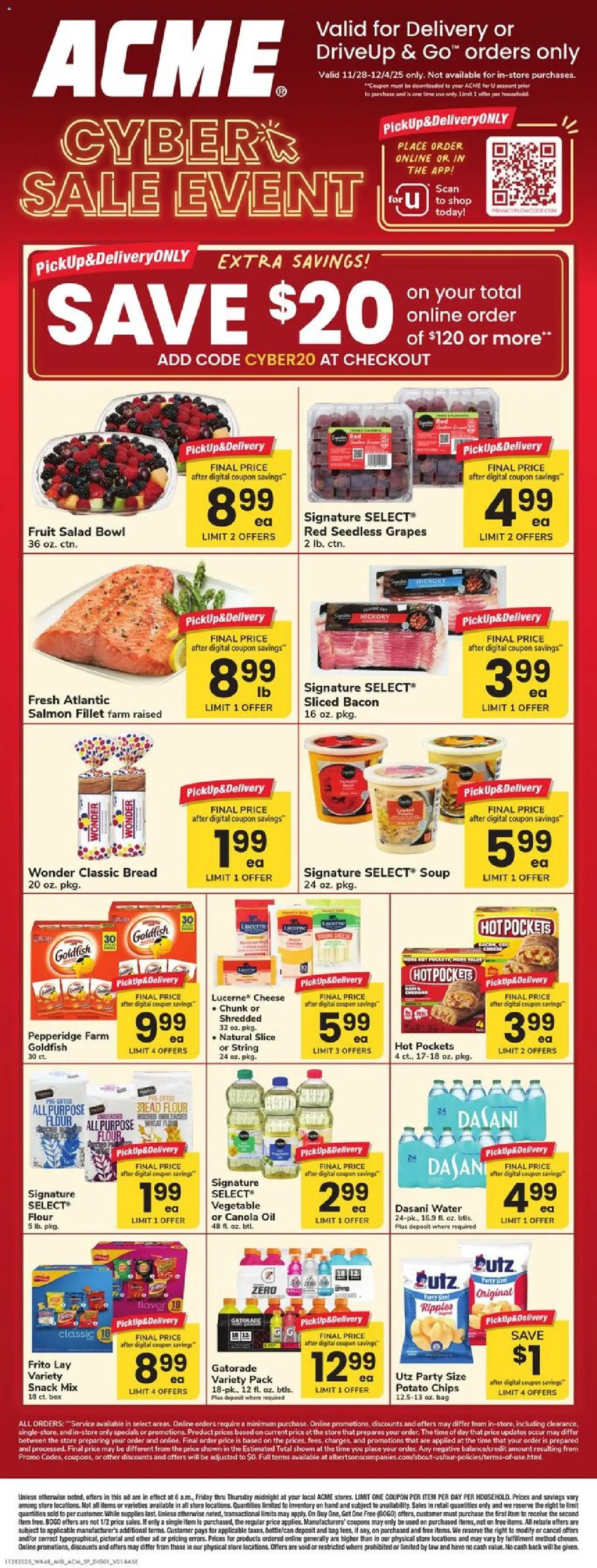 Acme Specialty Publication - valid from 28.11.2025 | Page: 1 | Products: Box, Chips, Salad, Grapes