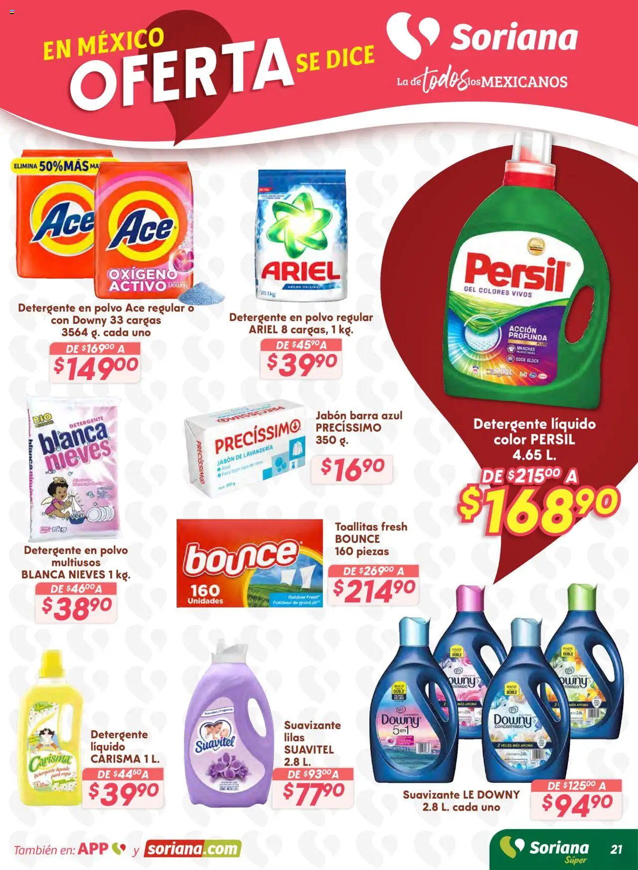 Nuevas ofertas de Soriana válidas en toda la República Mexicana desde el 16.10.2025. ¡Encuentra las mejores ofertas en Soriana - Preciazazaso Súper: Ags, Col, Gto, Jal, Mich! | Página: 28 | Productos: Detergente, Barra, Polvo, Jabón