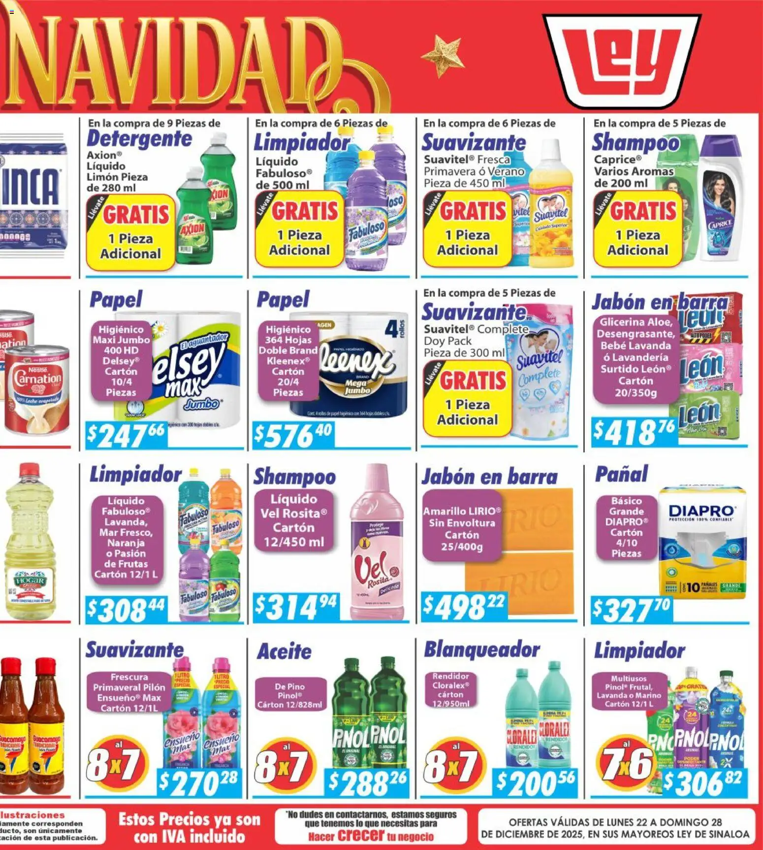 Nuevas ofertas de Casa Ley válidas en toda la República Mexicana desde el 22.12.2025. ¡Encuentra las mejores ofertas en Casa Ley folleto Sinaloa! | Página: 6 | Productos: Detergente, Limpiador, Barra, Jabón