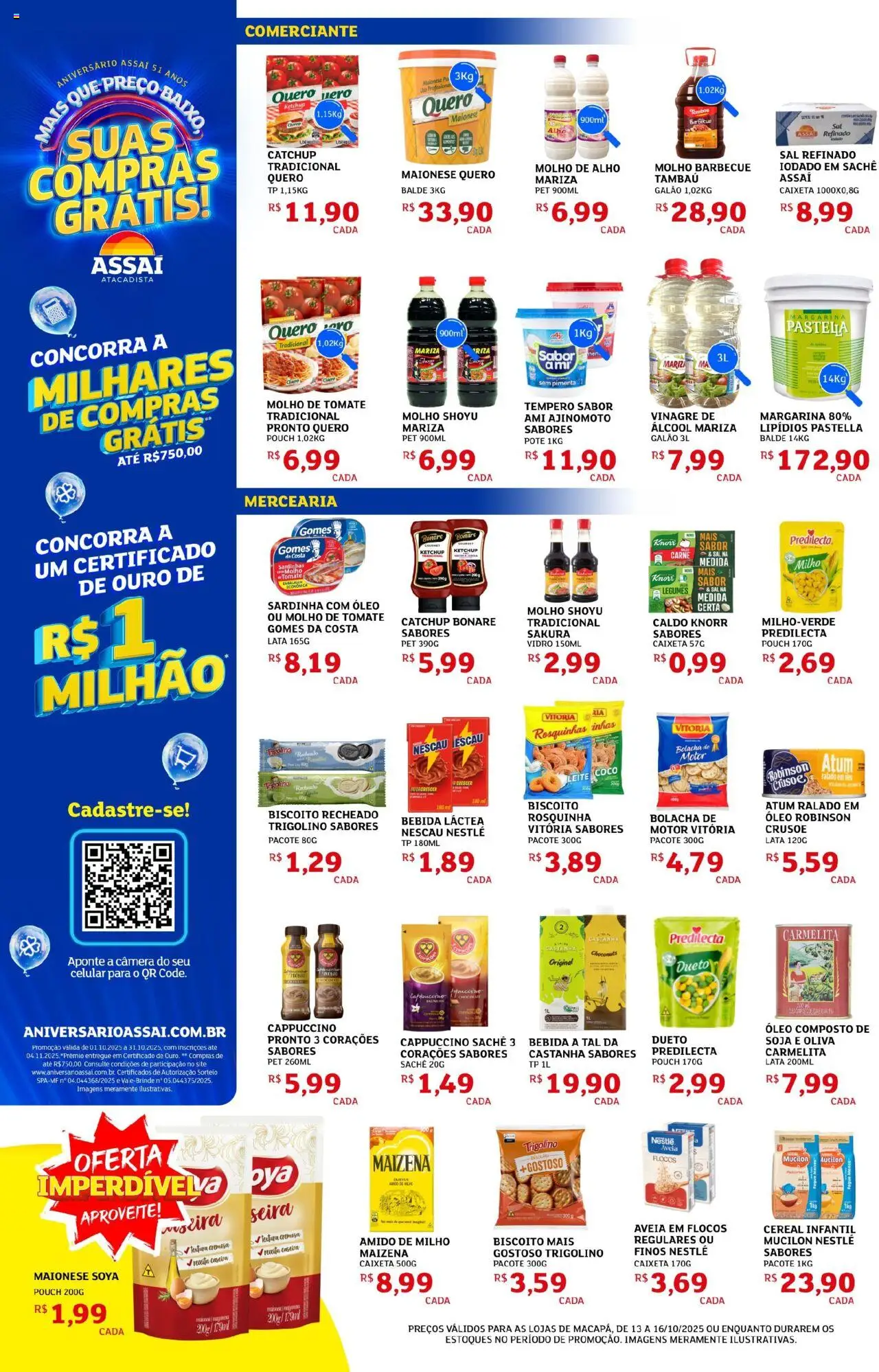 Assaí Atacadista Folheto - válido de 13.10.2025 | Página: 2 | Produtos: Pimenta, Flocos, Mucilon, Rosquinha