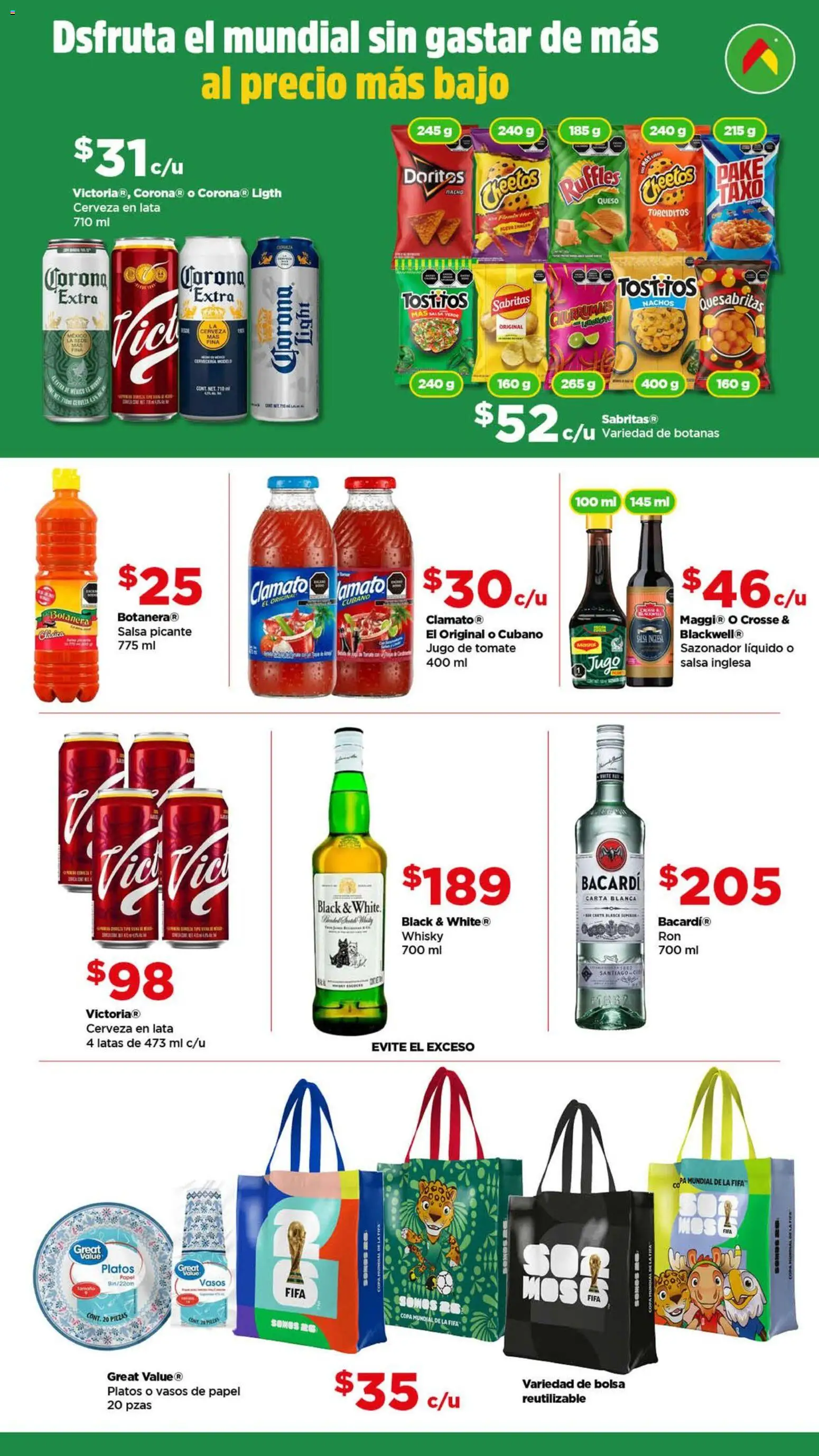 Nuevas ofertas de Bodega Aurrerá válidas en toda la República Mexicana desde el 27.04.2026. ¡Encuentra las mejores ofertas en Bodega Aurrerá folleto Golazo! | Página: 4 | Productos: Bolsa, Tomate, Queso, Vasos