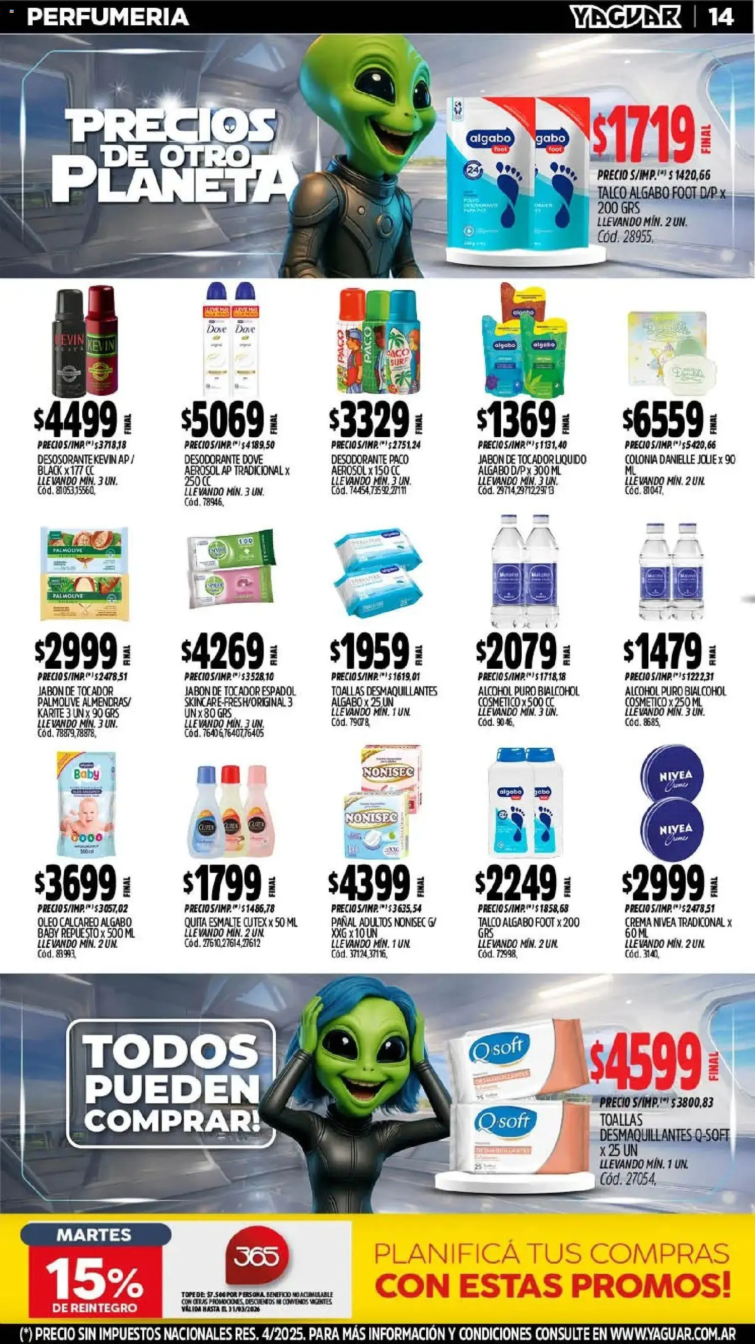Yaguar - Oferta Semanal Neuquen │ válido desde el 02.03.2026 | Página: 14 | Productos: Toallas, Jabón, Desodorante, Crema