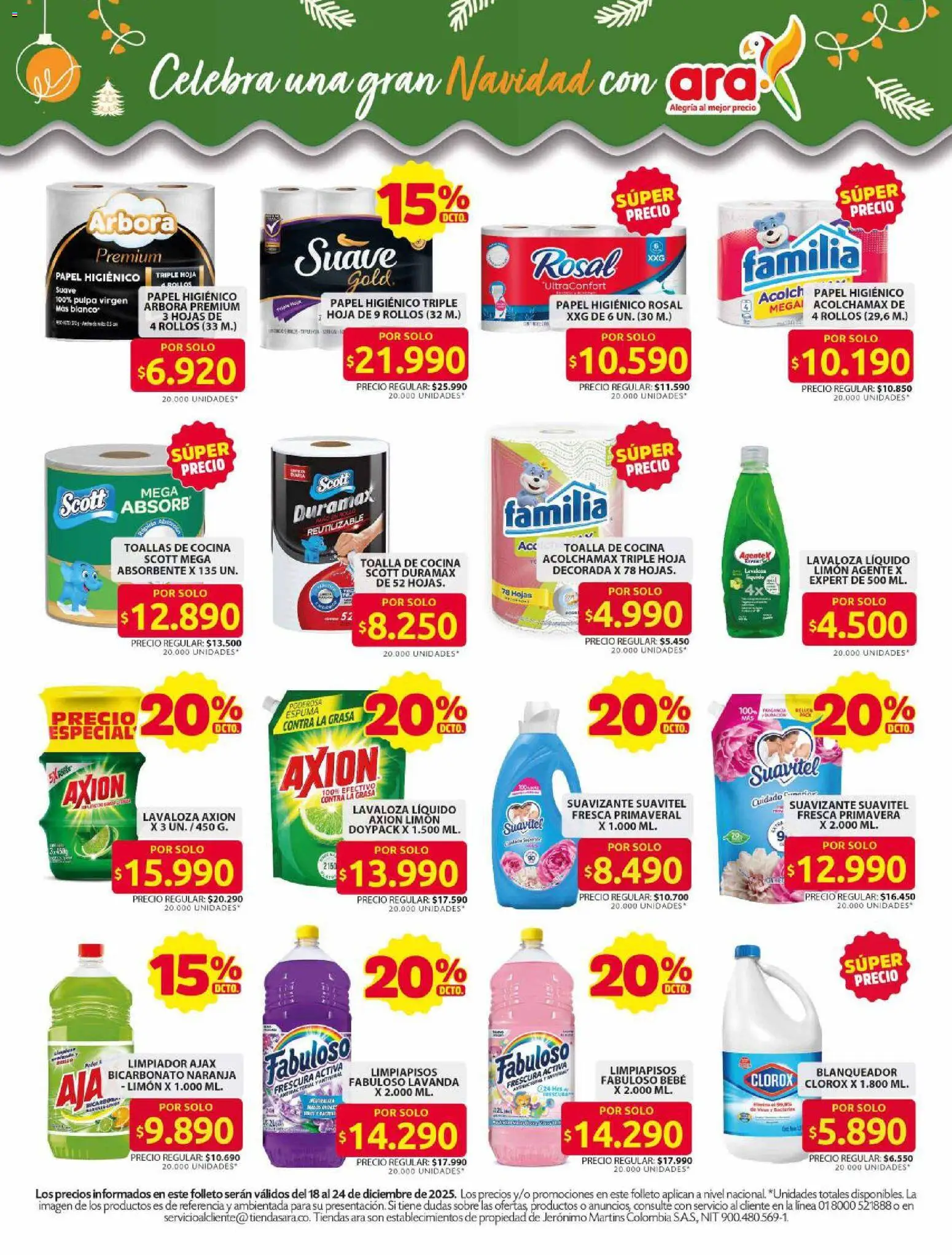 Ara revista - valida desde el 18.12.2025 | Página: 9 | Productos: Blanqueador, Sobre, Toallas, Papel higiénico