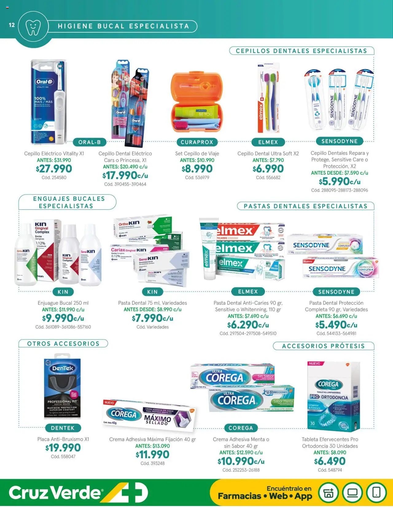 Belleza y Cuidado Personal Cruz Verde │ válido desde el 01.08.2025 | Página: 12 | Productos: Tableta, Cepillo, Pasta dental, Enjuague bucal