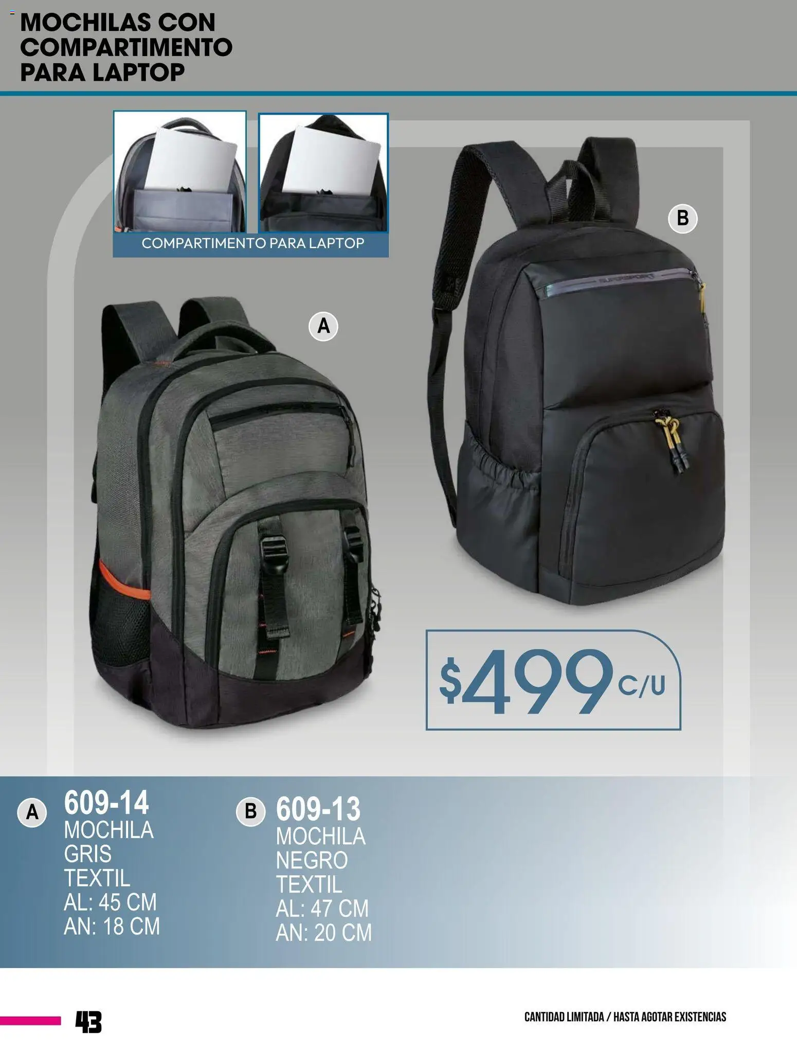 Nuevas ofertas de Cklass válidas en toda la República Mexicana desde el 08.01.2026. ¡Encuentra las mejores ofertas en Cklass catálogo Especial Supersport Caballero! | Página: 44 | Productos: Mochila