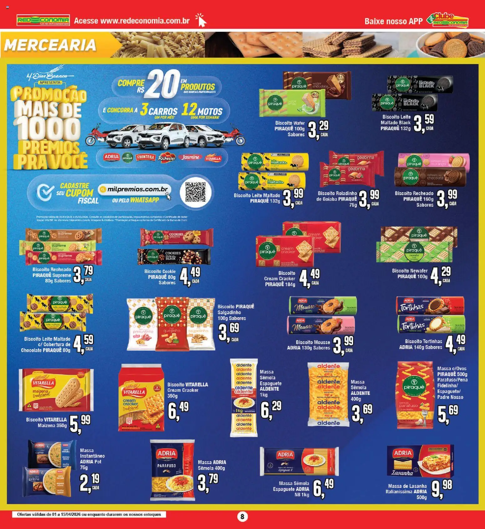 RedEconomia Folheto - válido de 01.04.2026 | Página: 8 | Produtos: Mousse, Leite, Carne, Cream cracker