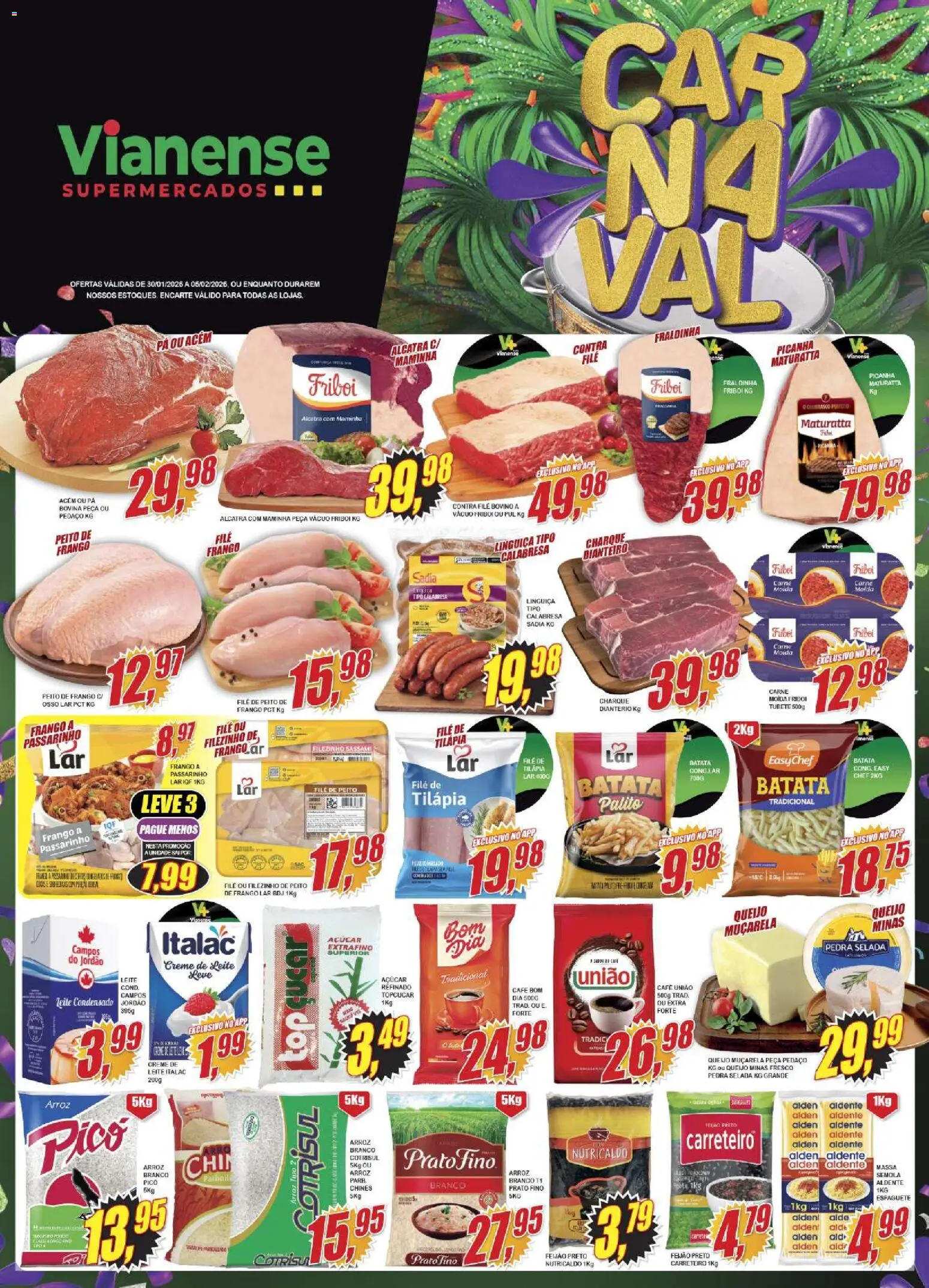 Vianense Folheto - válido de 30.10.2026 | Página: 1 | Produtos: Fraldinha, Açúcar, Creme de leite, Peito de frango