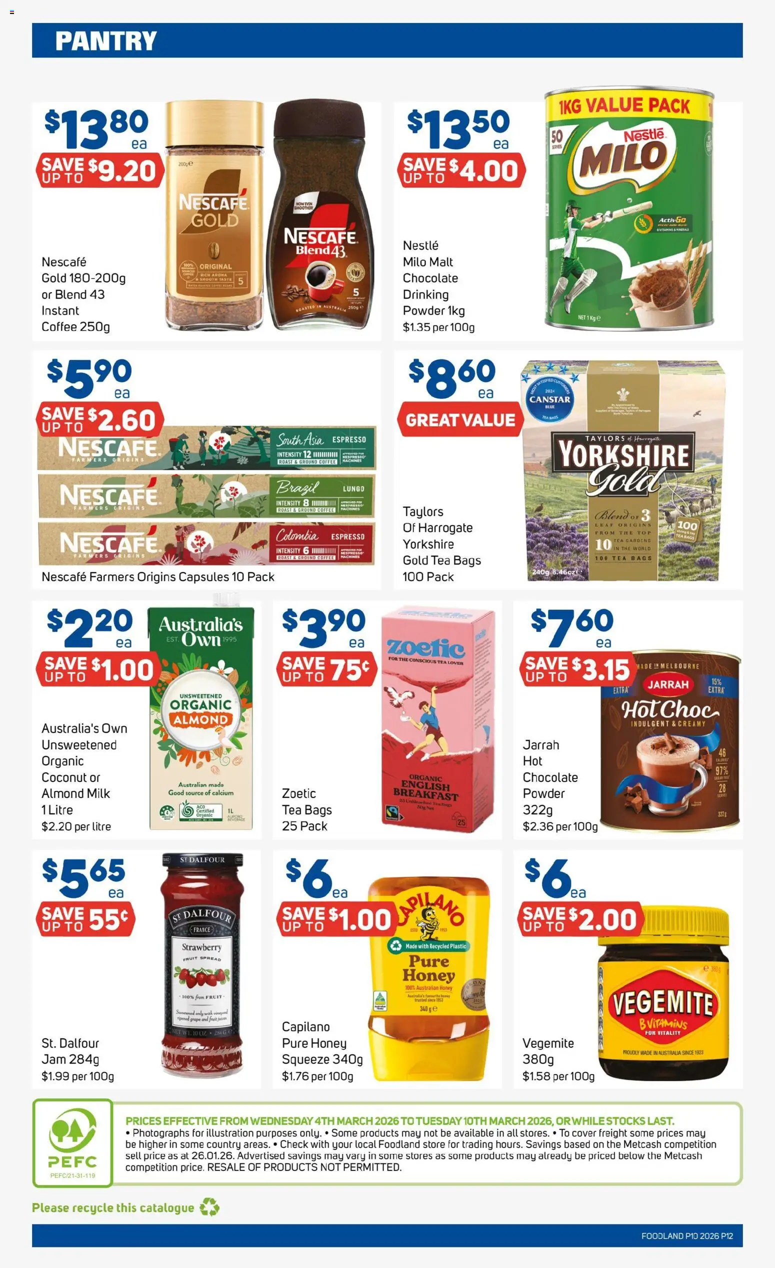 Foodland catalogue - valid from 04.03.2026 | Page: 12 | Products: Powder, Milk, Coffee, Nescafe