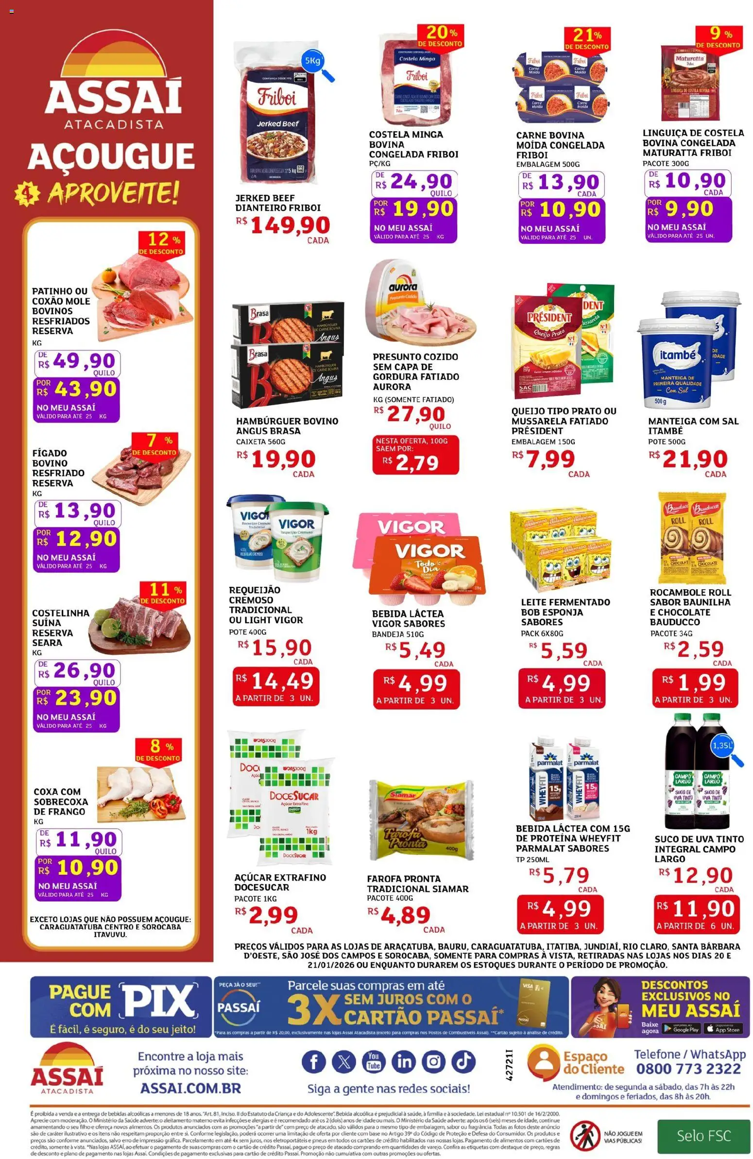Assaí Atacadista Folheto - válido de 20.01.2026 | Página: 2 | Produtos: Linguiça, Chocolate, Suco, Requeijão