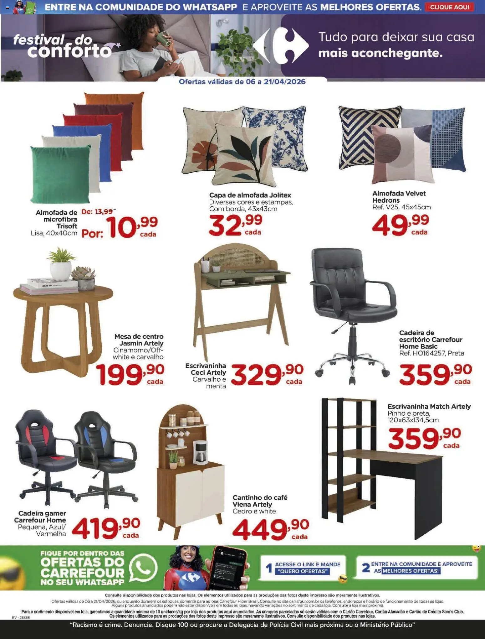 Carrefour Folheto - válido de 06.04.2026 | Página: 5 | Produtos: Almofada, Mesa, Cadeira, Escrivaninha