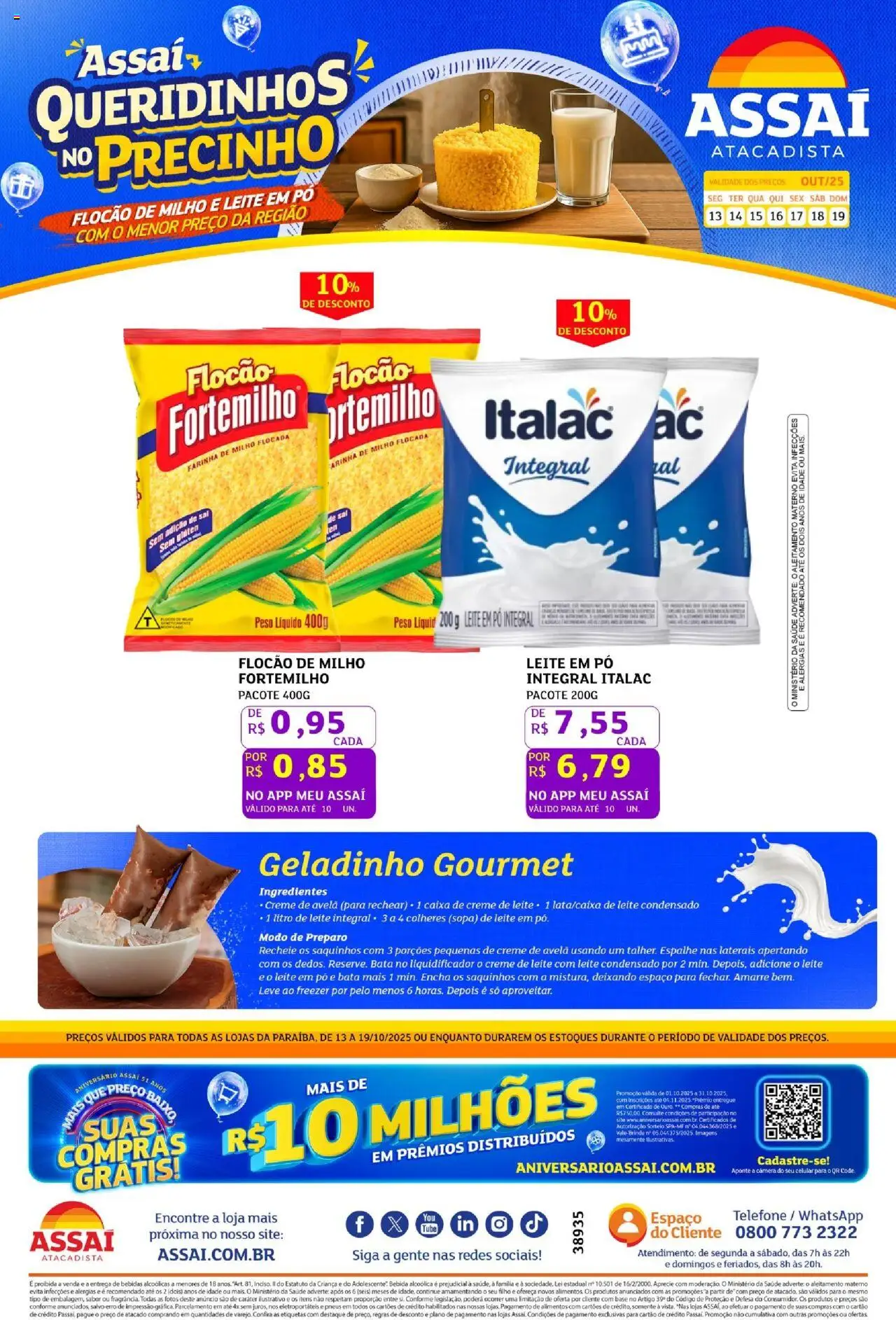 Assaí Atacadista Folheto - válido de 13.10.2025 | Página: 1 | Produtos: Celular, Leite integral, Liquidificador, Caixa