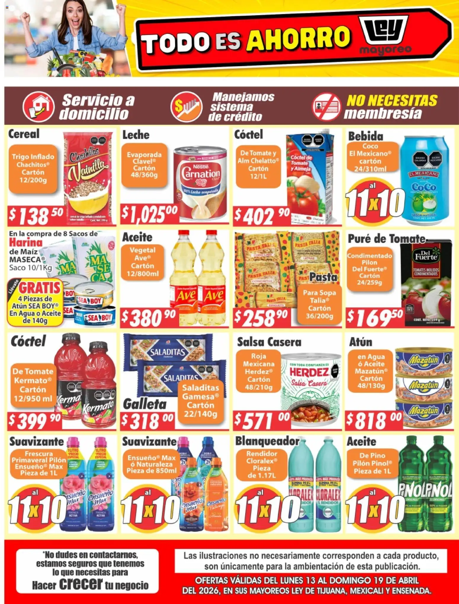 Nuevas ofertas de Casa Ley válidas en toda la República Mexicana desde el 13.04.2026. ¡Encuentra las mejores ofertas en Casa Ley folleto Frontera! | Página: 2 | Productos: Sopa, Leche, Aceite, Pasta