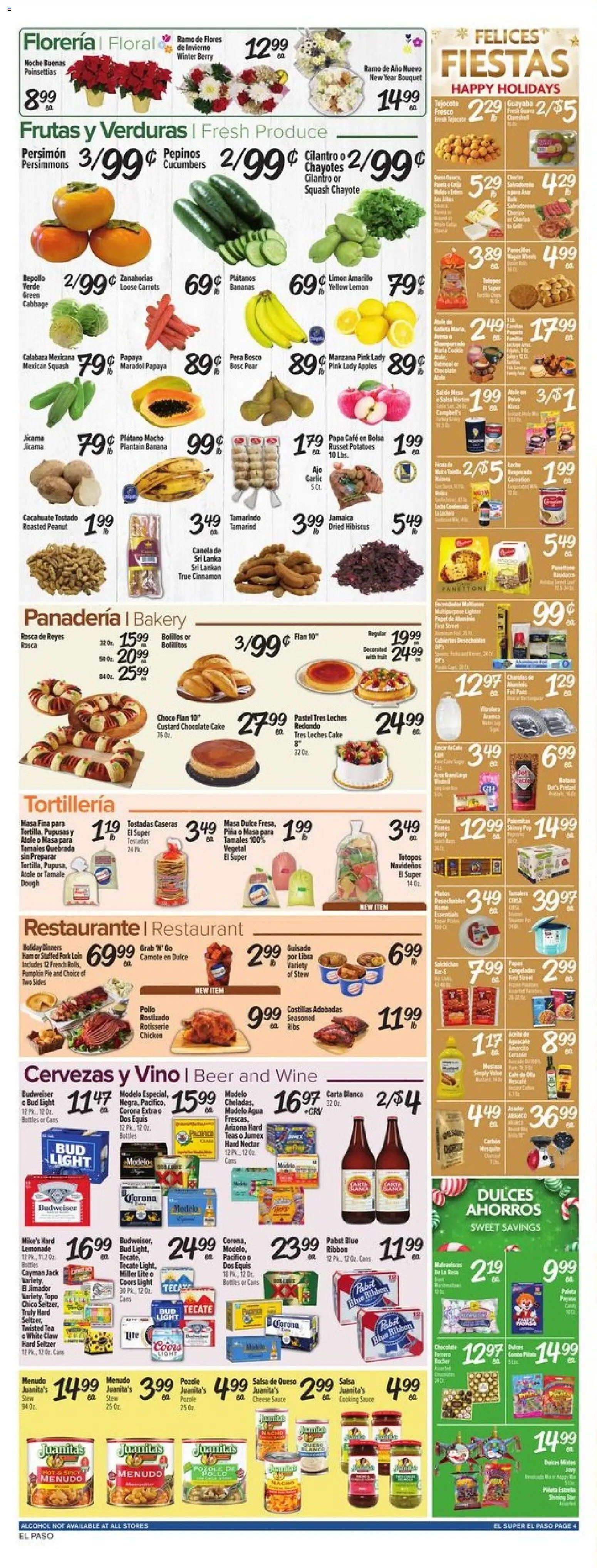 El Super Weekly Ad - TX - valid from 24.12.2025 | Page: 4 | Products: Squash, Bananas, Tea, Cucumbers
