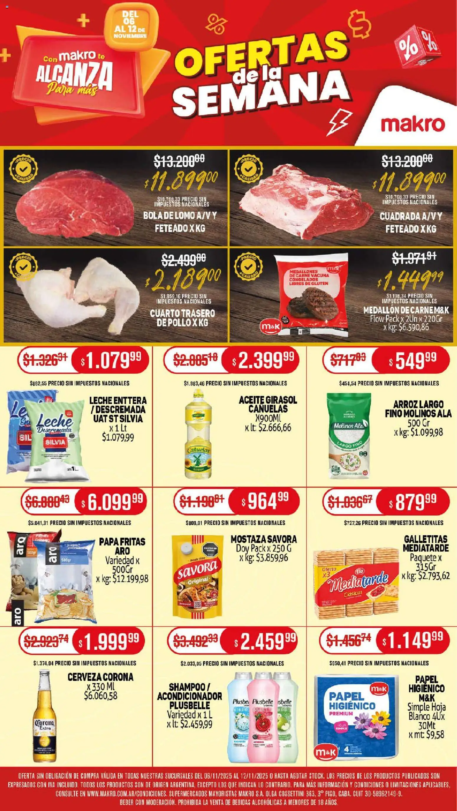 Makro ofertas │ válido desde el 06.11.2025 | Página: 1 | Productos: Mostaza, Acondicionador, Cerveza, Arroz