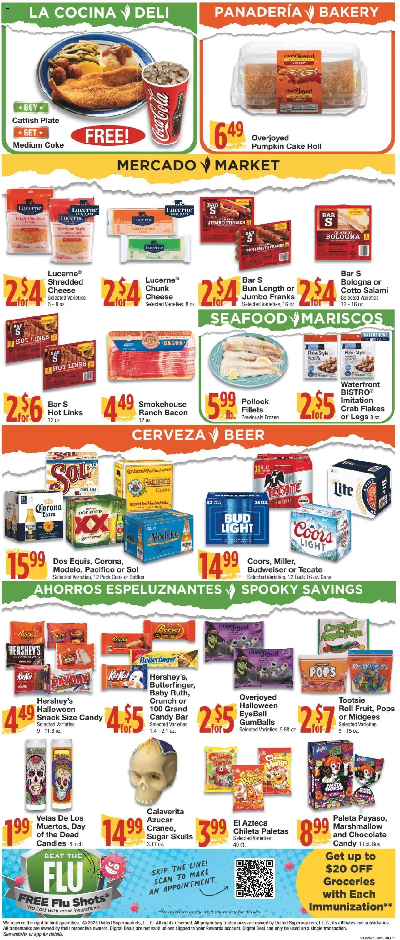 United Supermarkets Ad - valid from 07.10.2025 | Page: 4 | Products: Box, Salami, Beer, Sugar