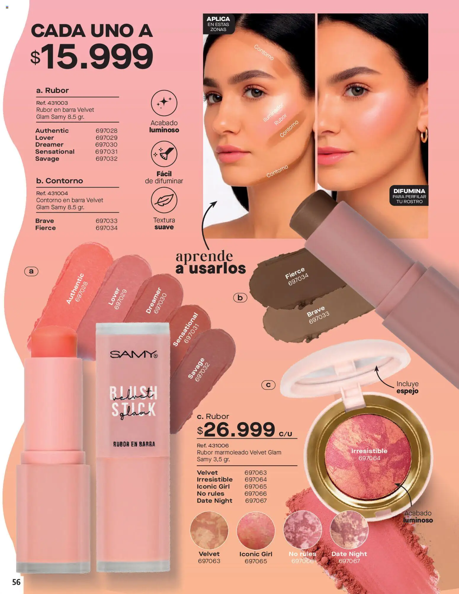 Carmel revista - valida desde el 01.03.2026 | Página: 56 | Productos: Iluminador, Rubor, Espejo, Contorno