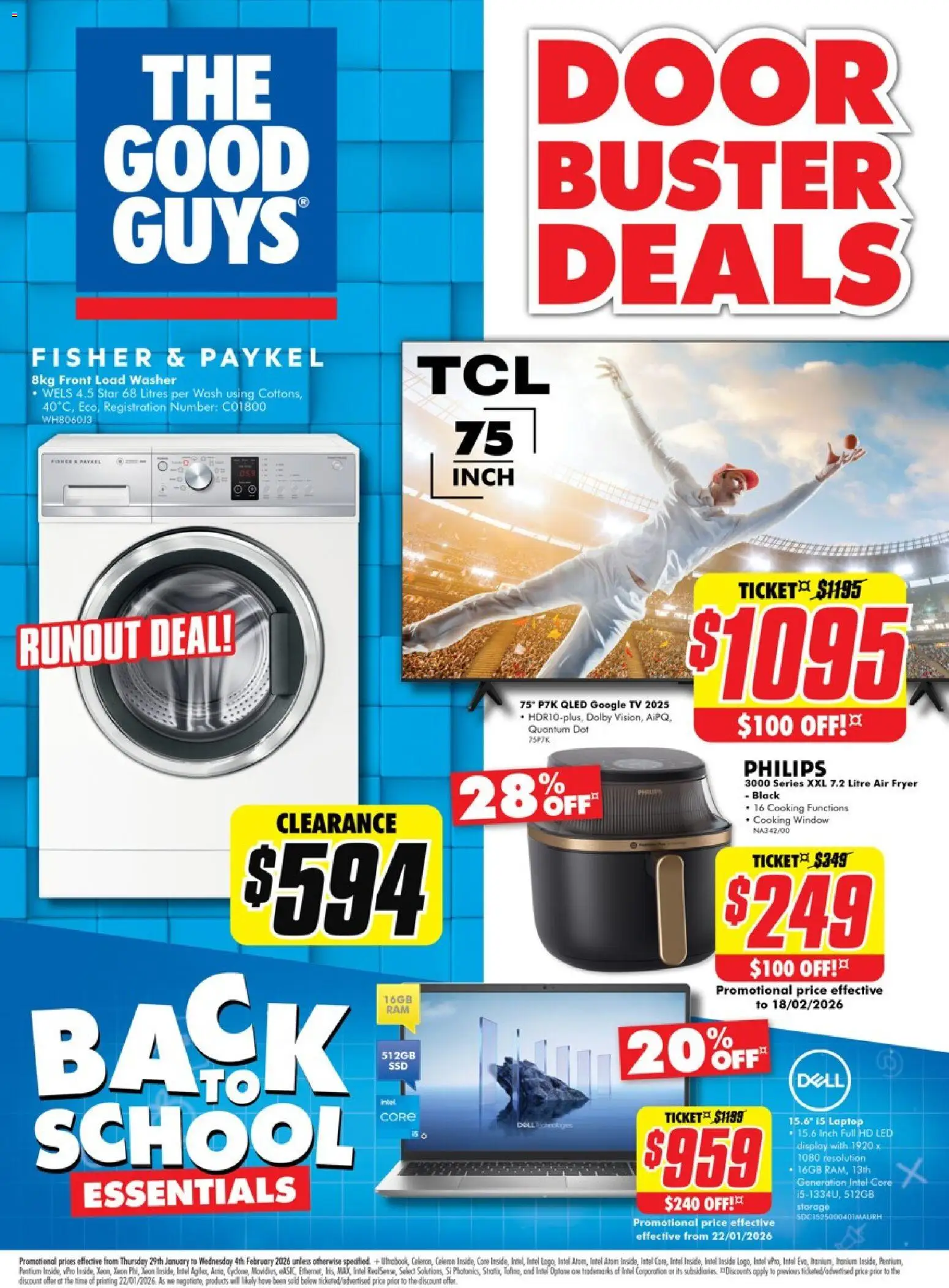 The Good Guys catalogue - valid from 28.01.2026 | Page: 1 | Products: Door, Window, Tv, Washer