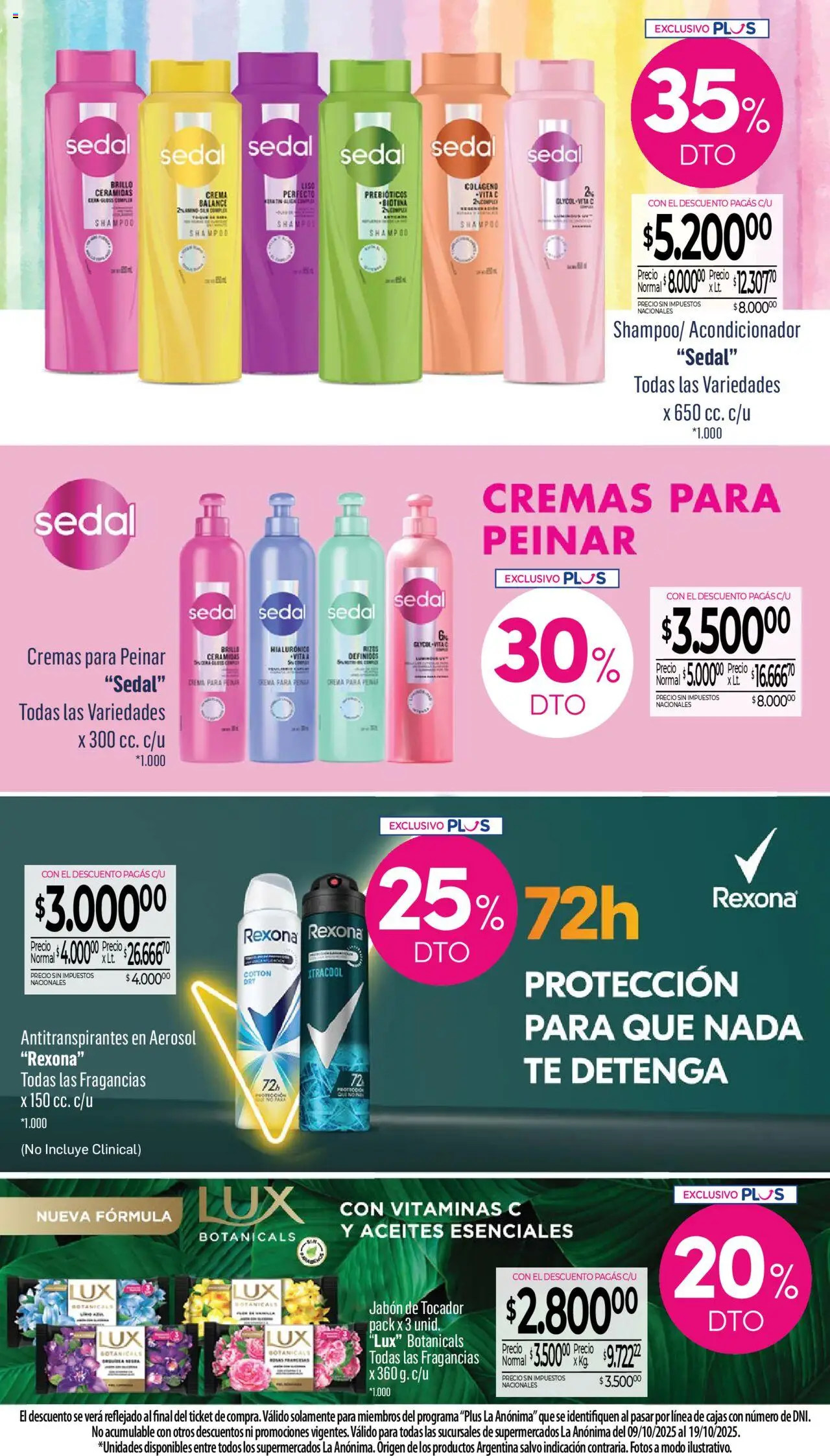 La Anonima catálogo │ válido desde el 09.10.2025 | Página: 7 | Productos: Vitaminas, Acondicionador, Té, Crema