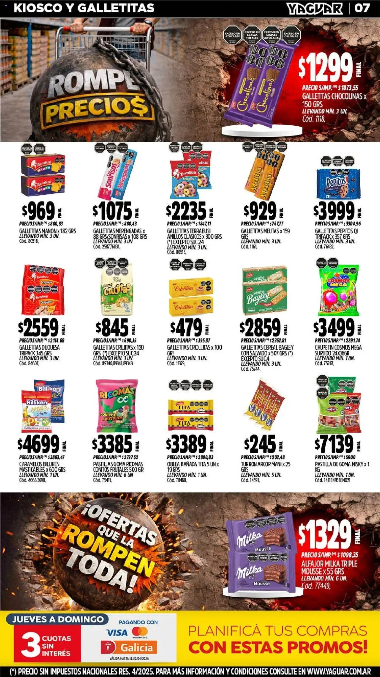 Yaguar - Oferta Semanal Mar del Plata │ válido desde el 06.04.2026 | Página: 7 | Productos: Galletitas, Mousse, Alfajor, Turrón