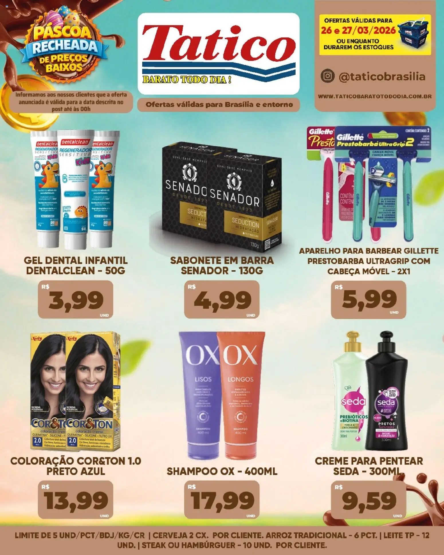 Tatico Folheto - válido de 26.03.2026 | Página: 16 | Produtos: Arroz, Hambúrguer, Sabonete, Creme para pentear
