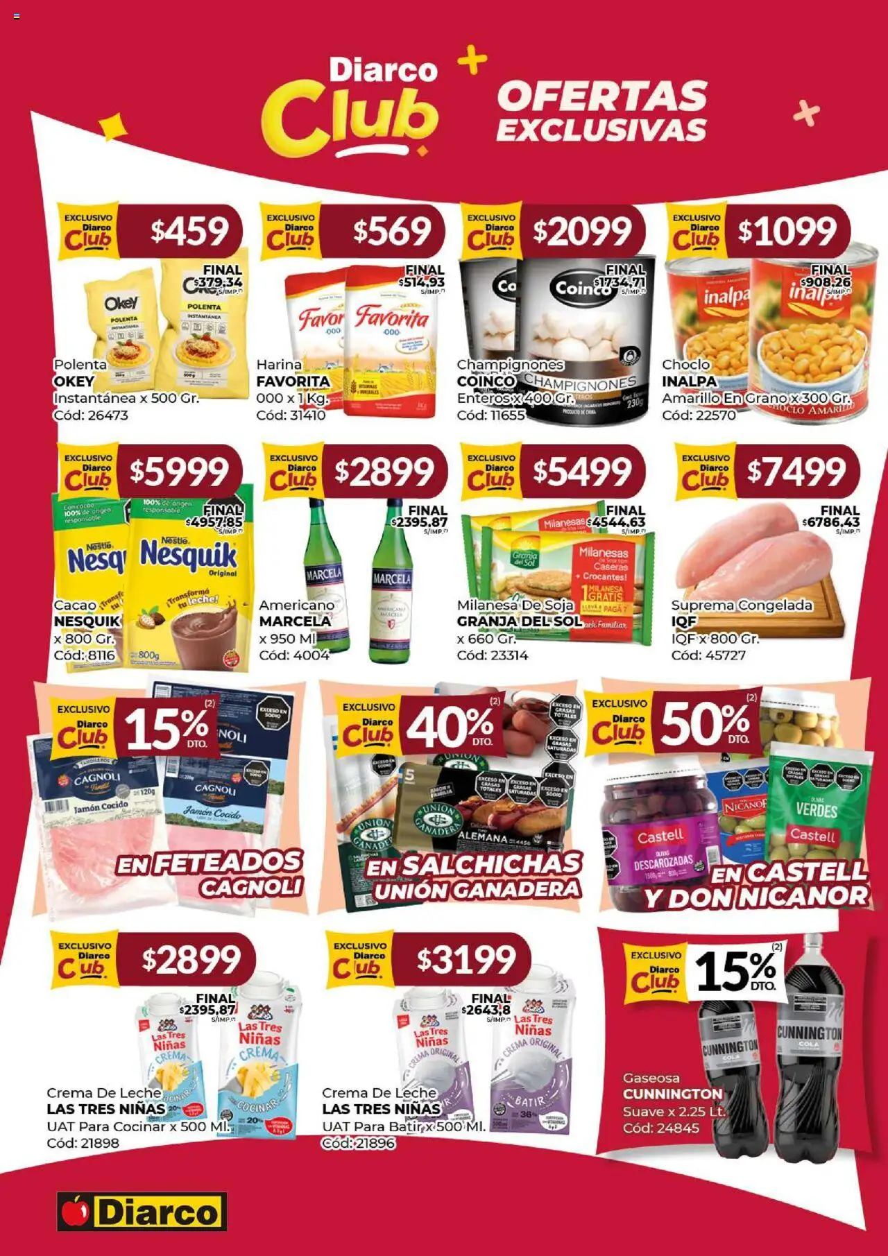 Diarco - Ofertas Interior │ válido desde el 15.09.2025 | Página: 9 | Productos: Harina, Crema de leche, Polenta, Cacao