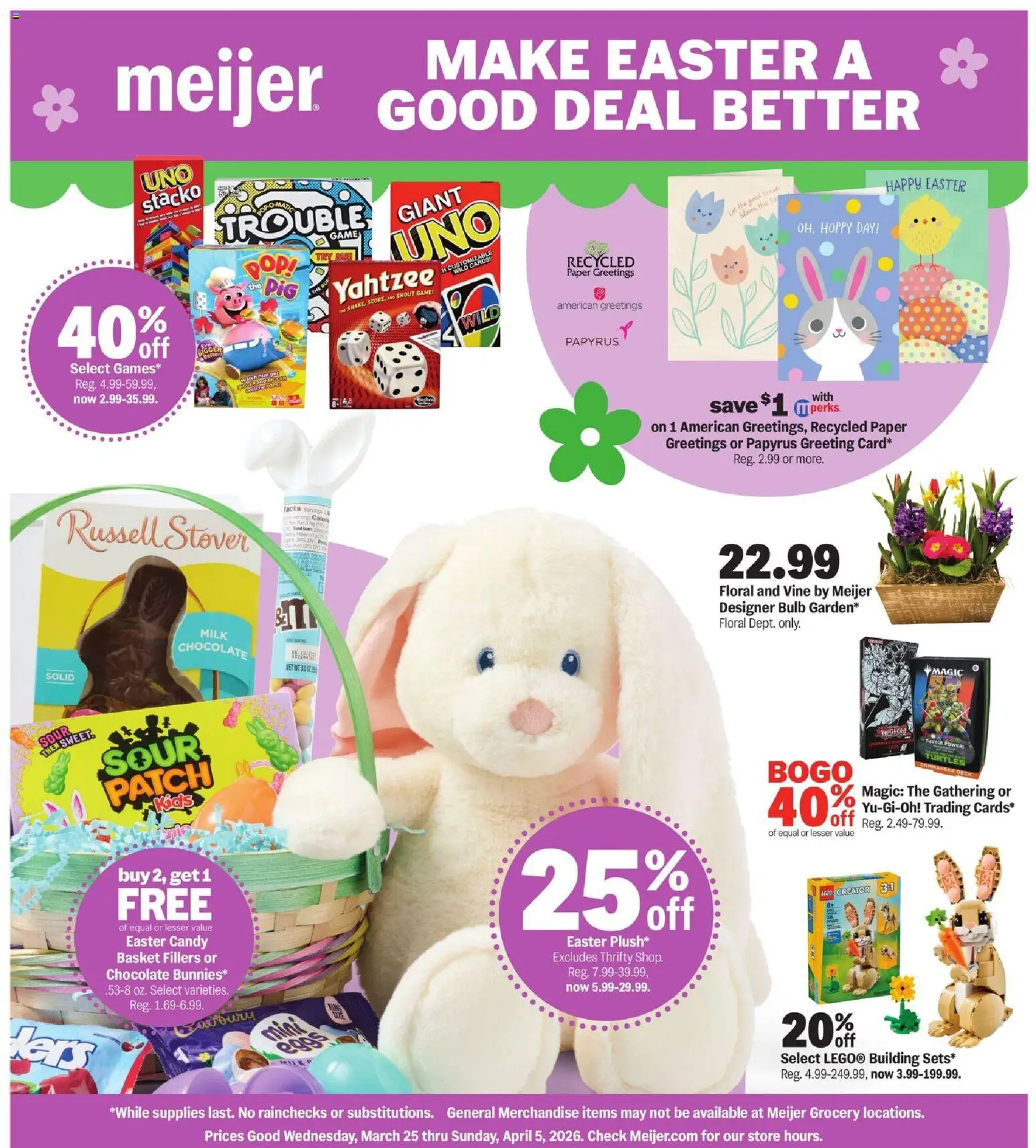 Meijer Deals - valid from 25.03.2026 | Page: 1 | Products: Basket, Milk, Watch, Game