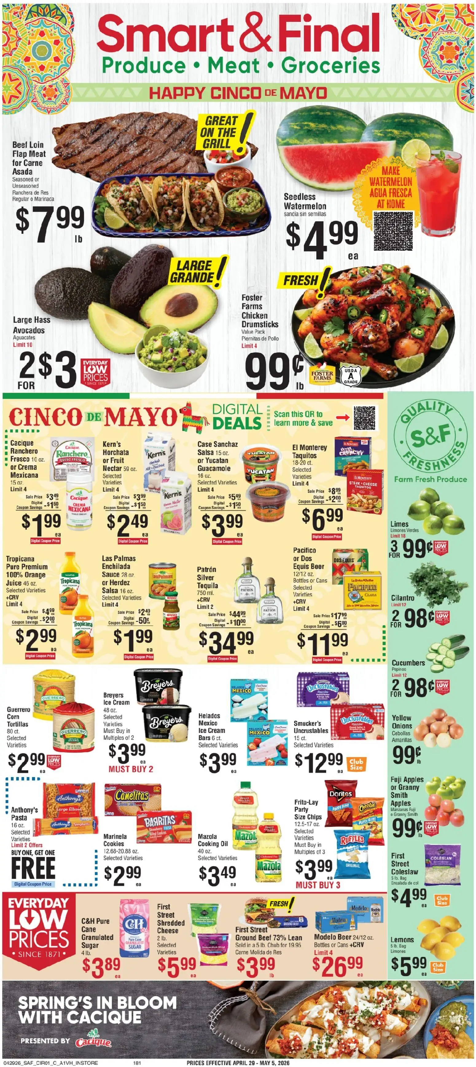 Smart & Final Weekly Ad - valid from 29.04.2026 | Page: 1 | Products: Milk, Apples, Cream, Sugar