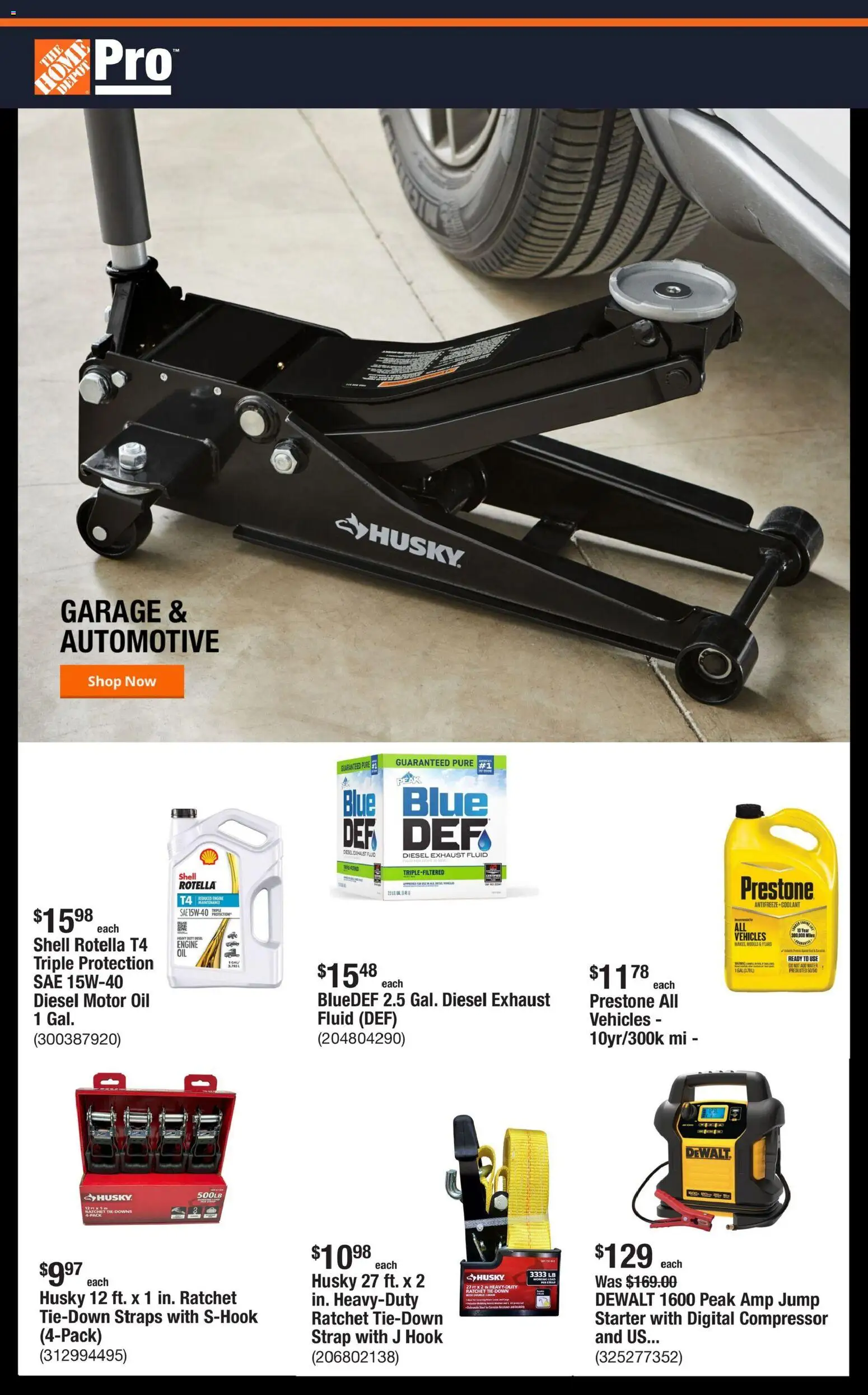 Home Depot Shop Pro Ad - FL - valid from 05.01.2026 | Page: 1 | Products: Hook, Oil, Starter, Motor Oil
