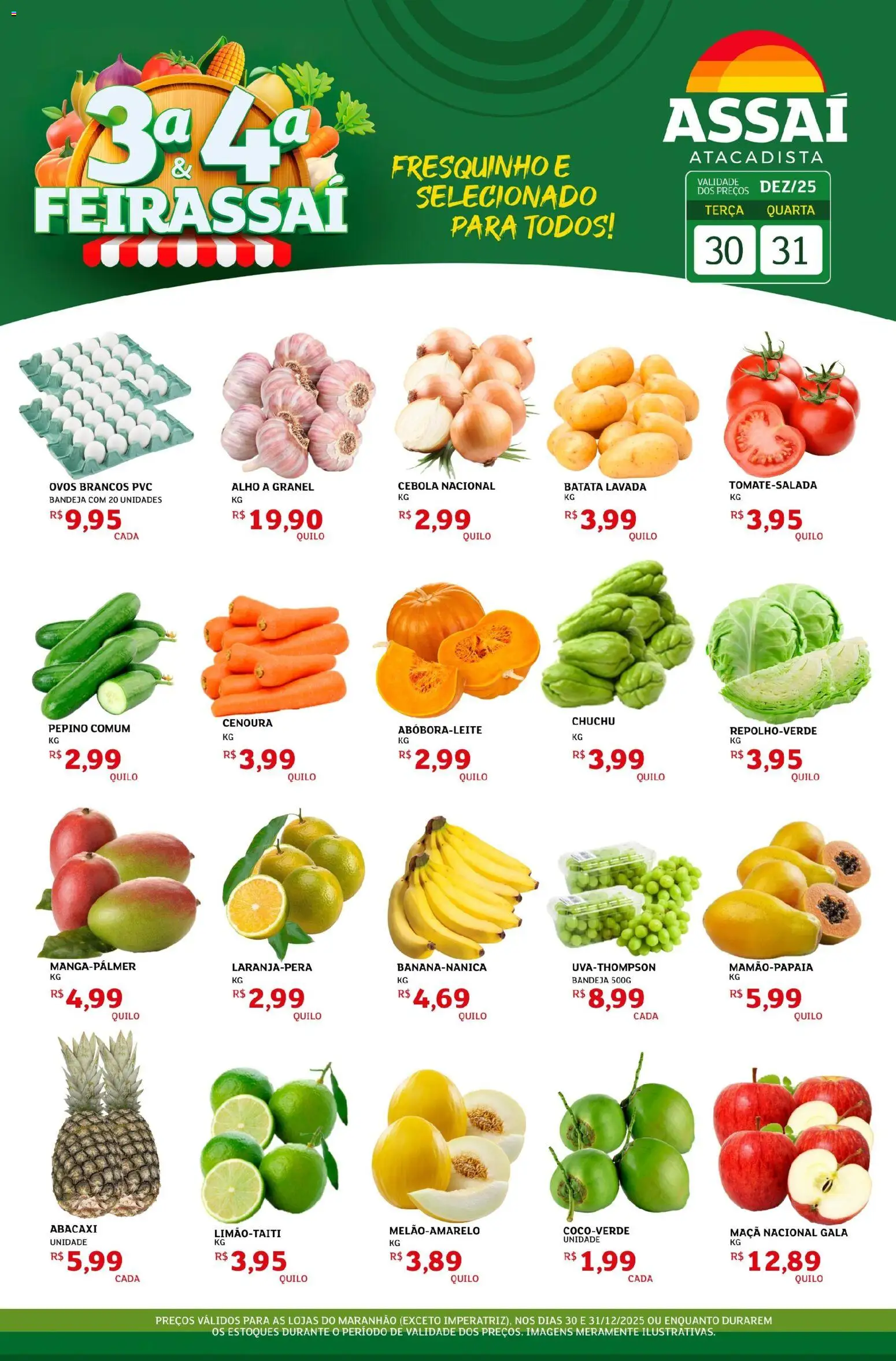 Assaí Atacadista Folheto - válido de 30.12.2025 | Página: 1 | Produtos: Chuchu, Alho, Abacaxi, Cenoura