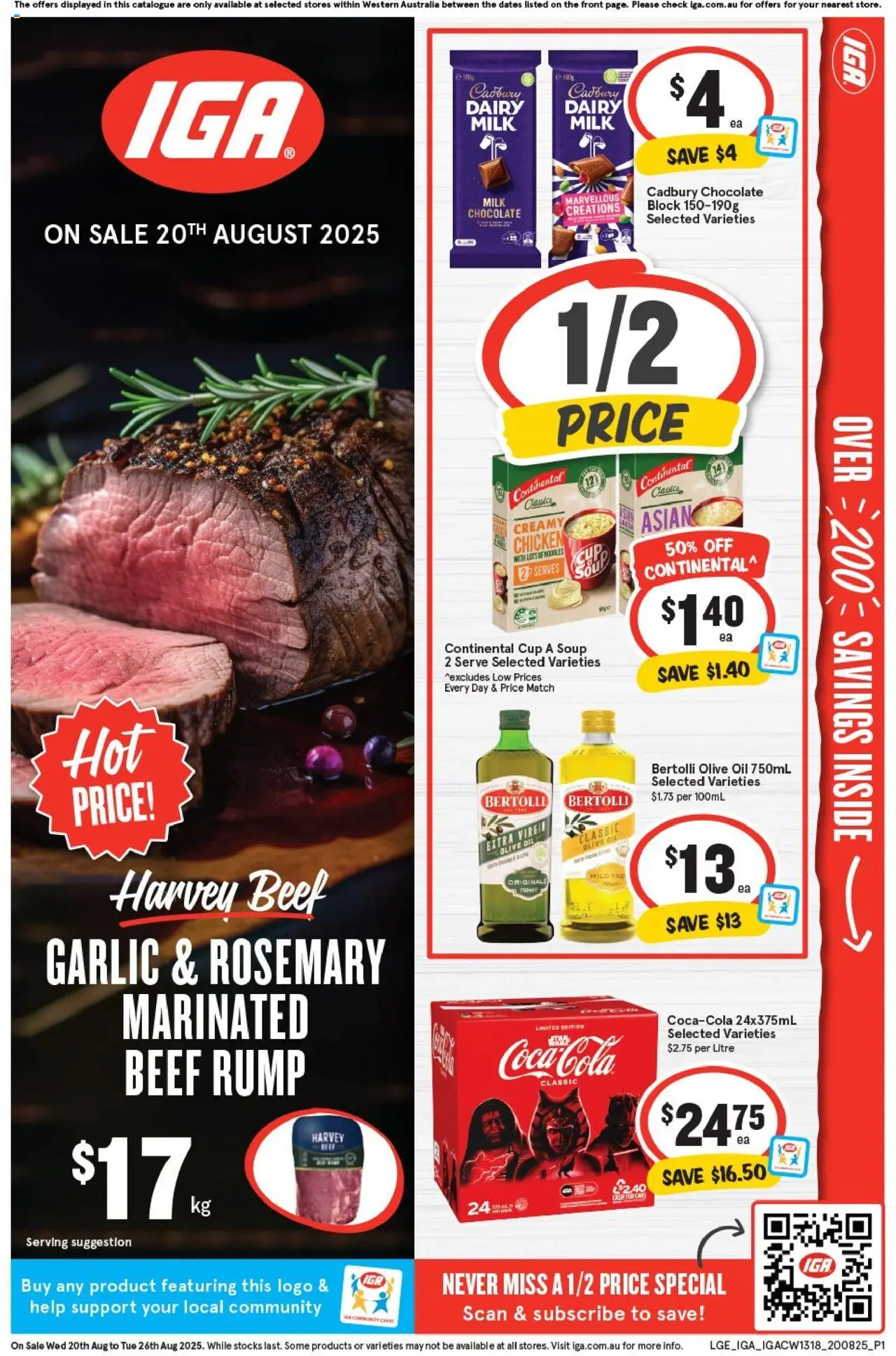 IGA catalogue - valid from 20.08.2025 | Page: 1 | Products: Noodles, Beef, Olive oil, Garlic