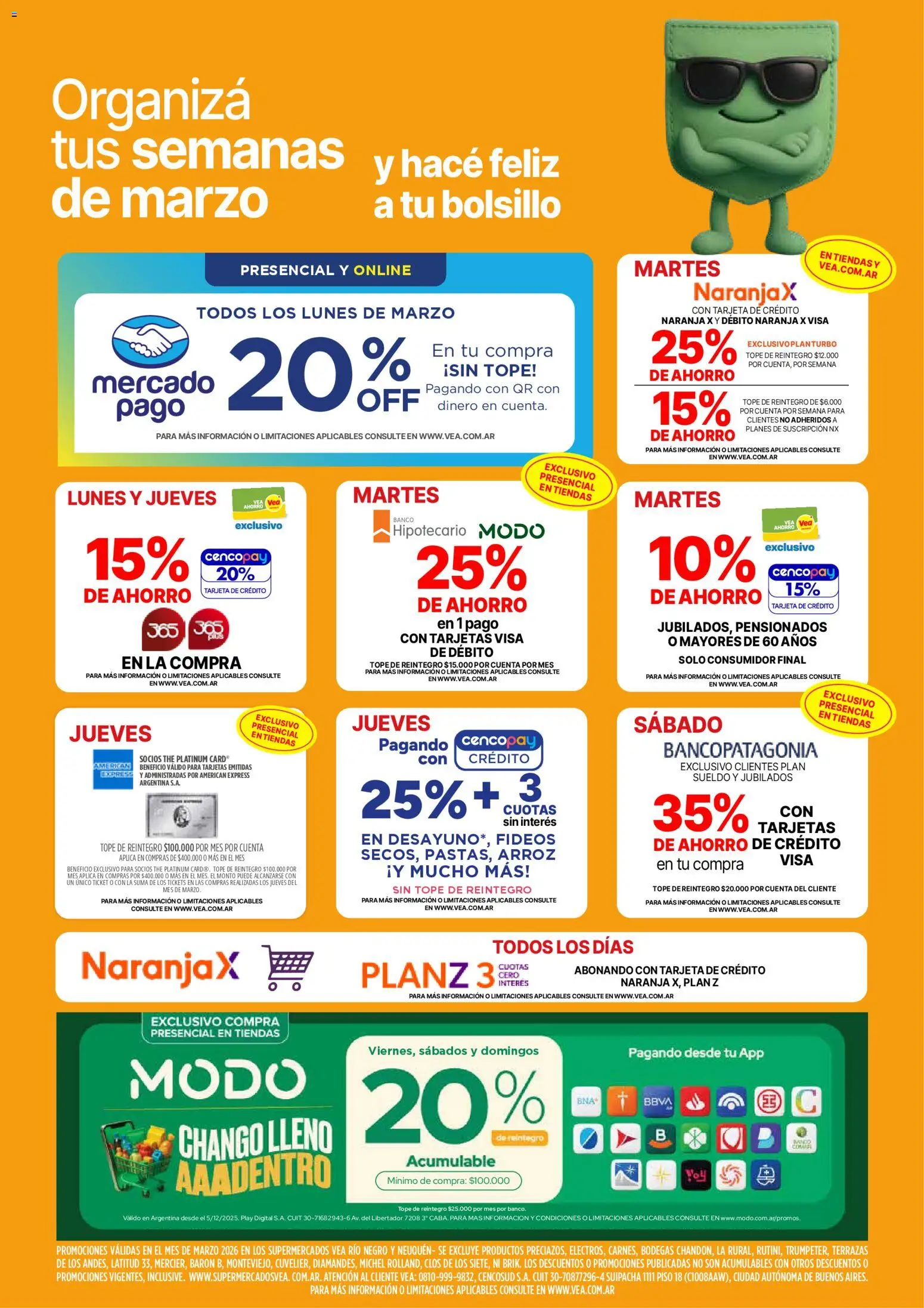 Vea - Ofertas fds Patagonia │ válido desde el 13.03.2026 | Página: 9 | Productos: Banco, Arroz, Fideos