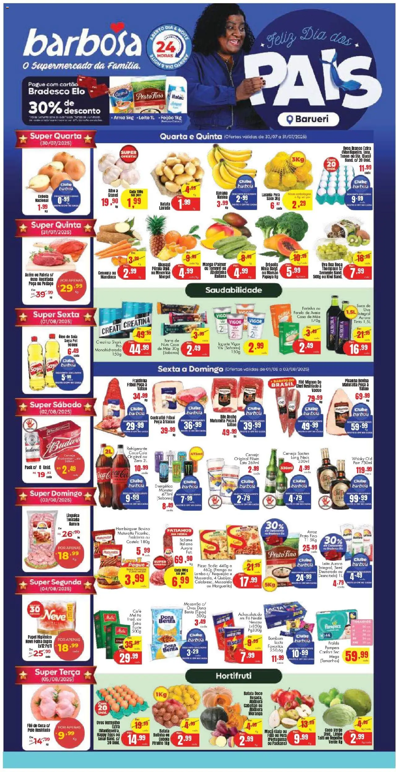 Barbosa Supermercados Folheto - válido de 30.07.2025 | Página: 1 | Produtos: Pó, Nescau, Picanha, Monster