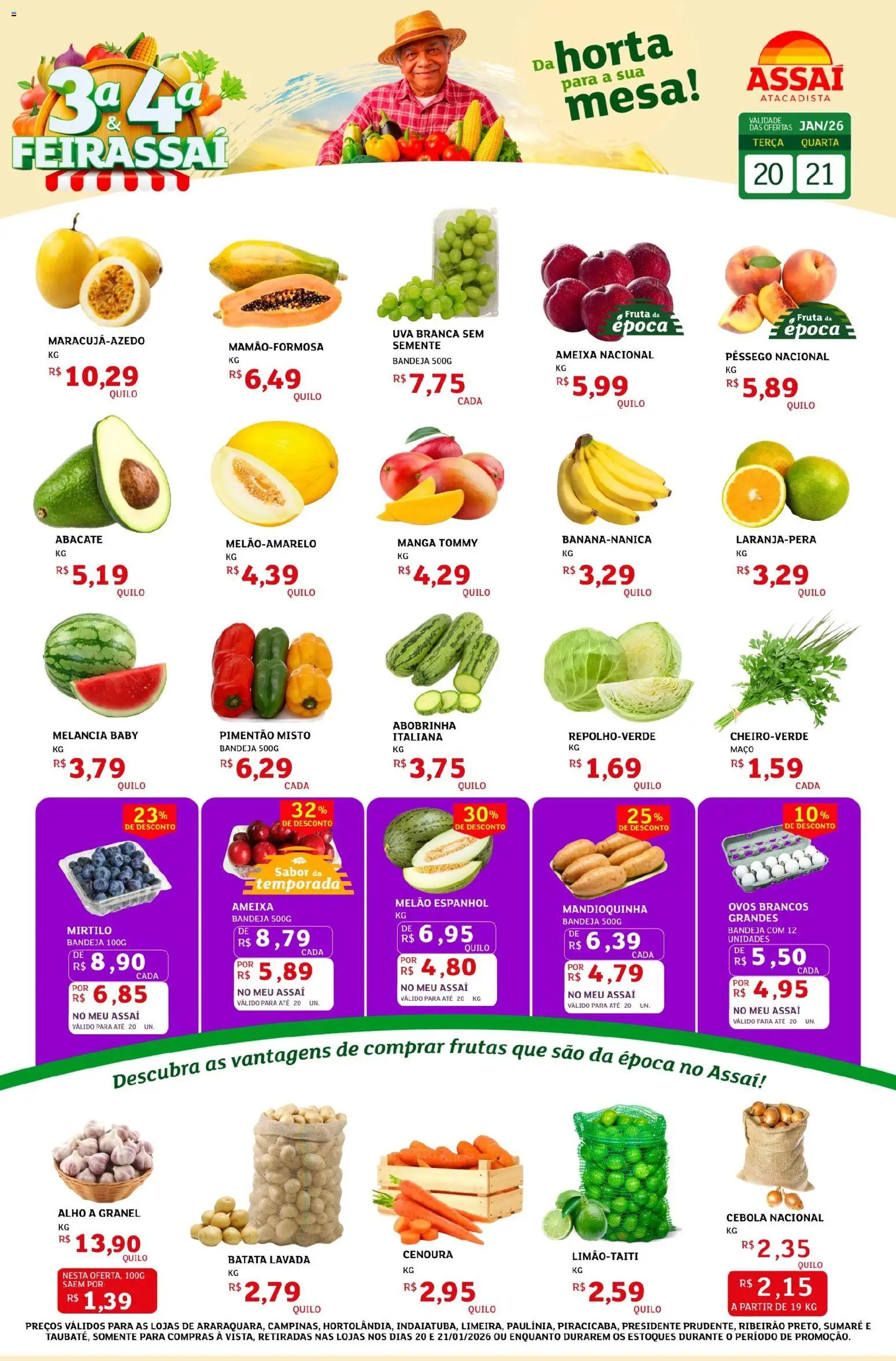 Assaí Atacadista Folheto - válido de 20.01.2026 | Página: 1 | Produtos: Abobrinha, Cebola, Mandioquinha, Cenoura