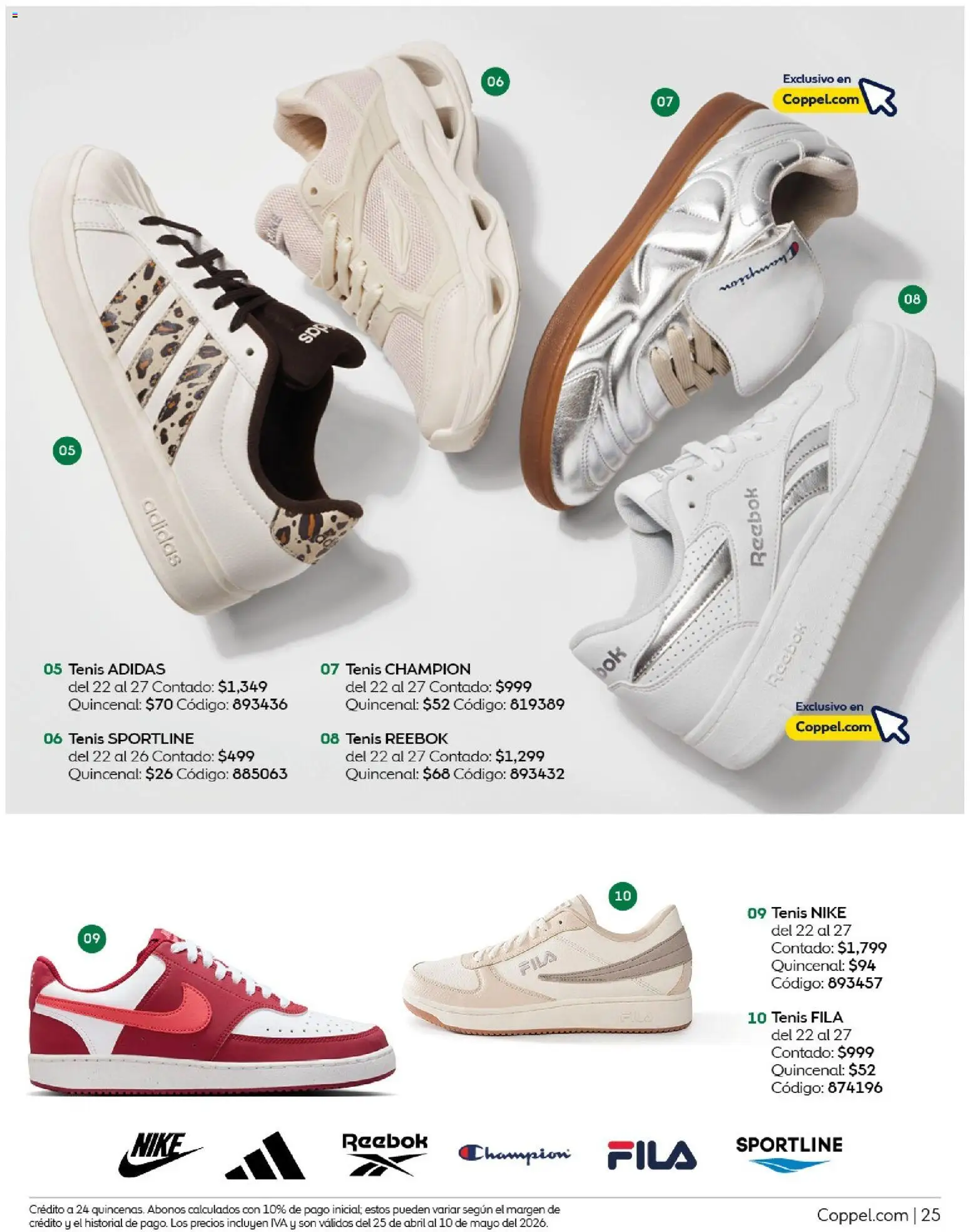Nuevas ofertas de Coppel válidas en toda la República Mexicana desde el 25.04.2026. ¡Encuentra las mejores ofertas en Coppel catálogo Los regalos que mamá siempre quiere! | Página: 25 | Productos: Tenis