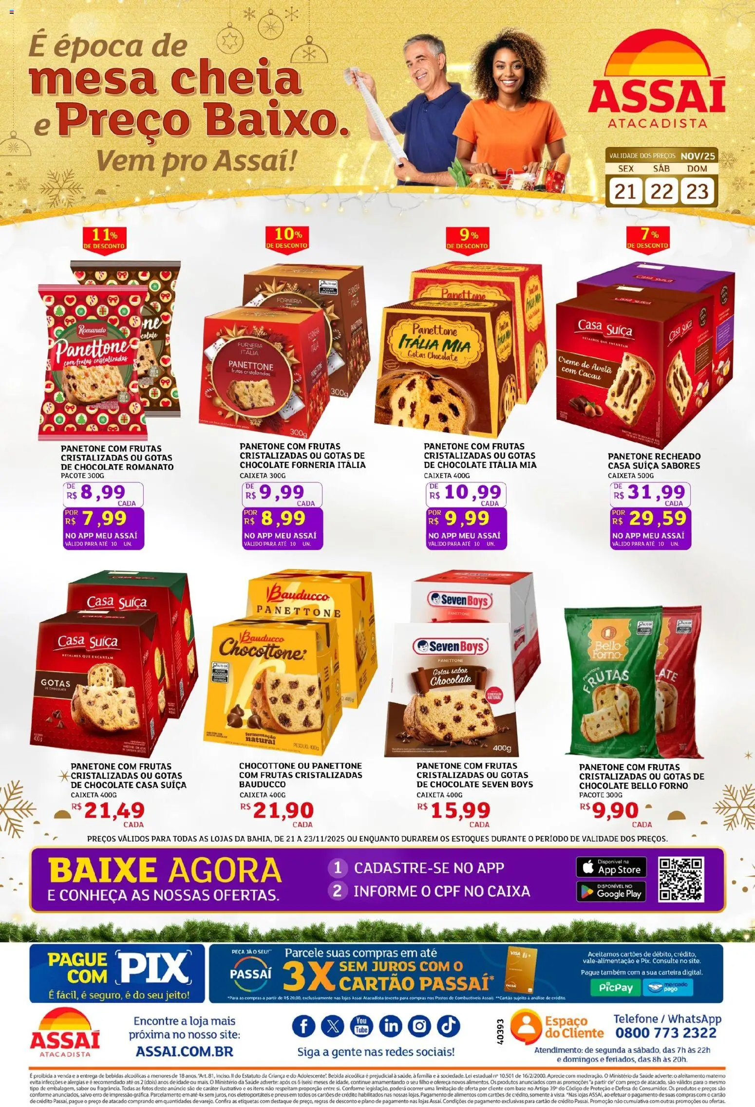 Assaí Atacadista Folheto - válido de 21.11.2025 | Página: 1 | Produtos: Forno, Panettone, Creme, Bebida