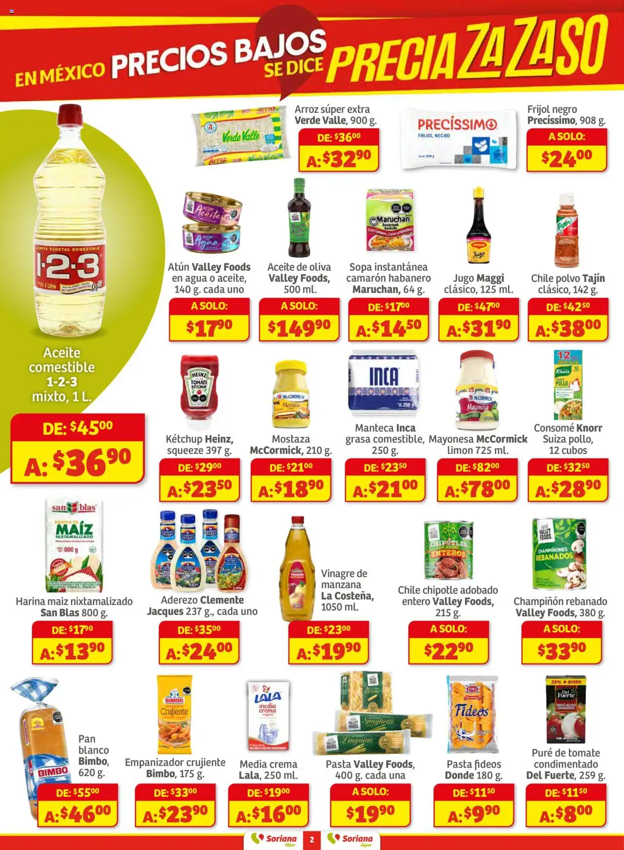 Nuevas ofertas de Soriana válidas en toda la República Mexicana desde el 16.10.2025. ¡Encuentra las mejores ofertas en Soriana - Preciazazaso Súper: Camp, Chia, Oax, Q. Roo, Tab, Yuc! | Página: 2 | Productos: Maíz, Mostaza, Crema, Manzana