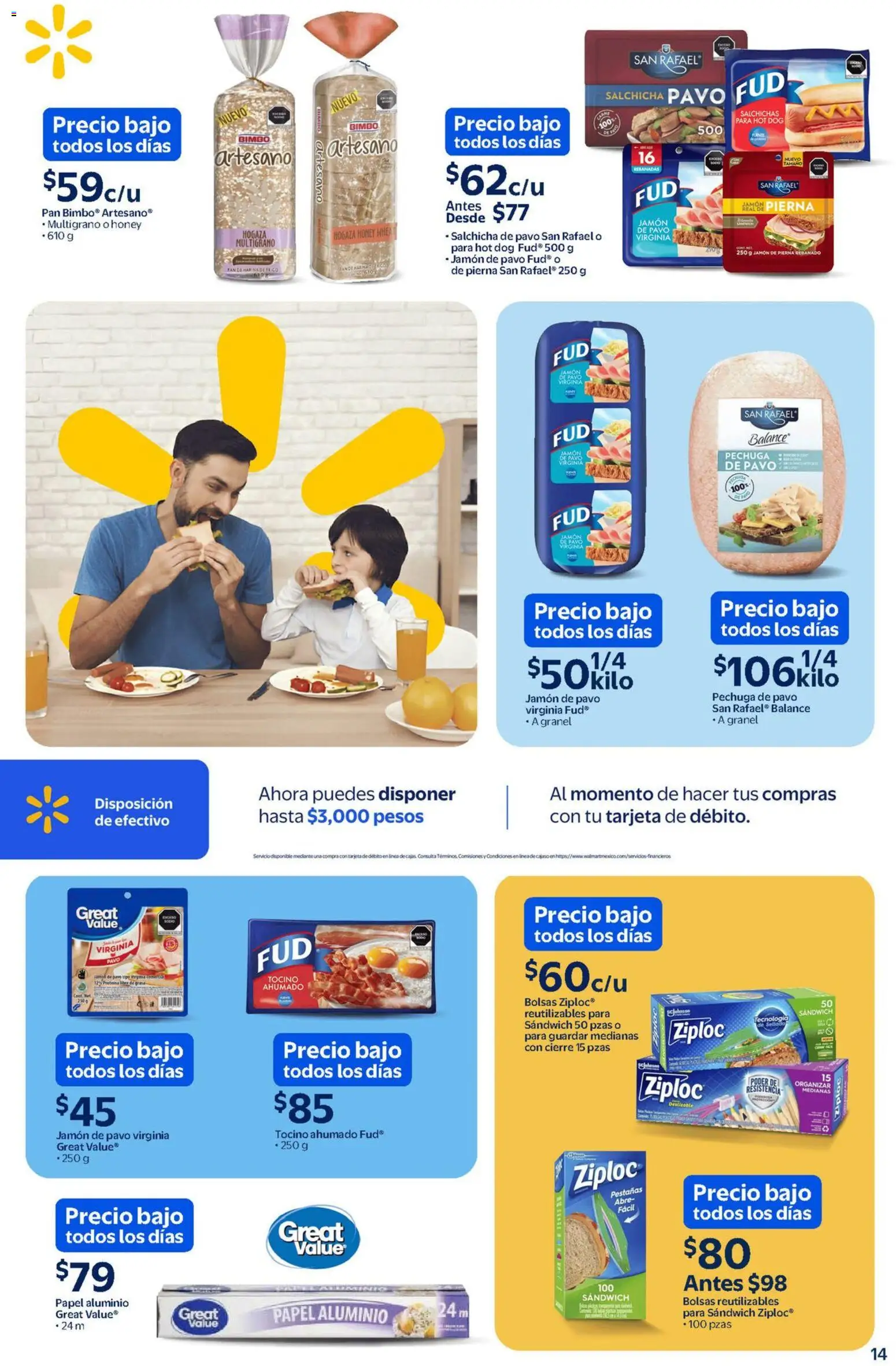 Nuevas ofertas de Walmart válidas en toda la República Mexicana desde el 13.02.2026. ¡Encuentra las mejores ofertas en Walmart catálogo Un mar de sabores a precios bajos! | Página: 14 | Productos: Tocino, Salchicha, Pan, Jamón