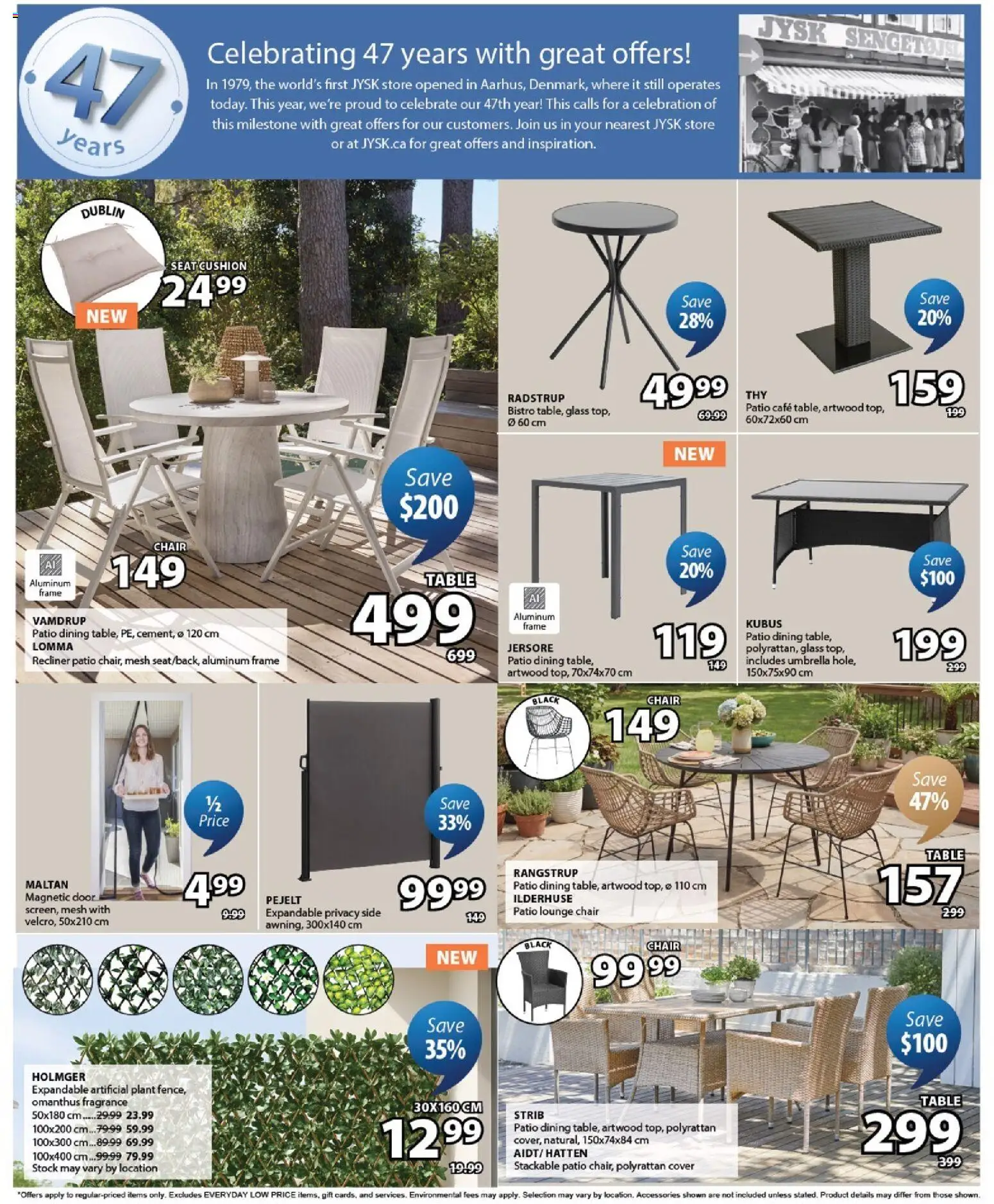 JYSK flyer valid from 23.04.2026 | Page: 4 | Products: Umbrella, Fragrance, Table, Chair