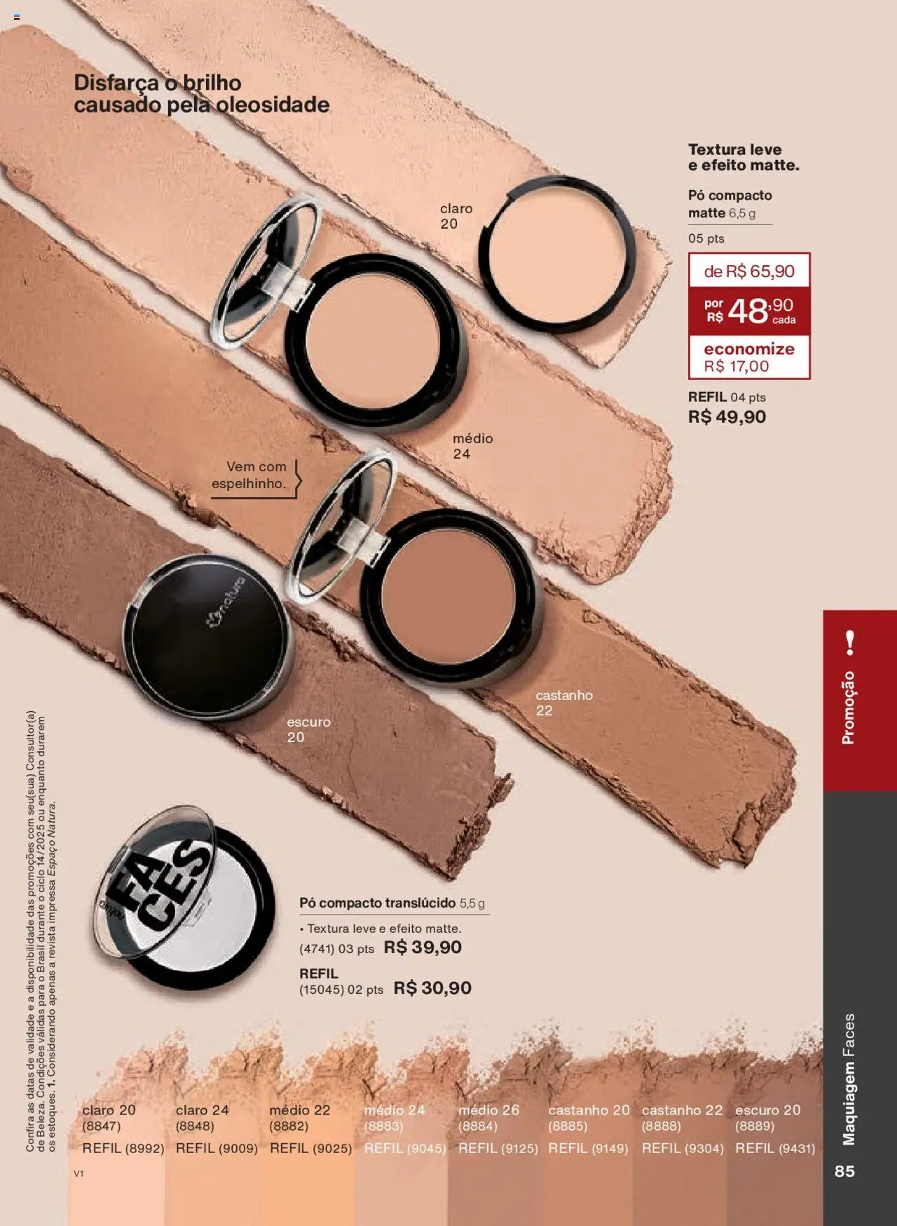 Natura Folheto - válido de 18.08.2025 | Página: 85 | Produtos: Pó compacto, Maquiagem, Pó, Revista
