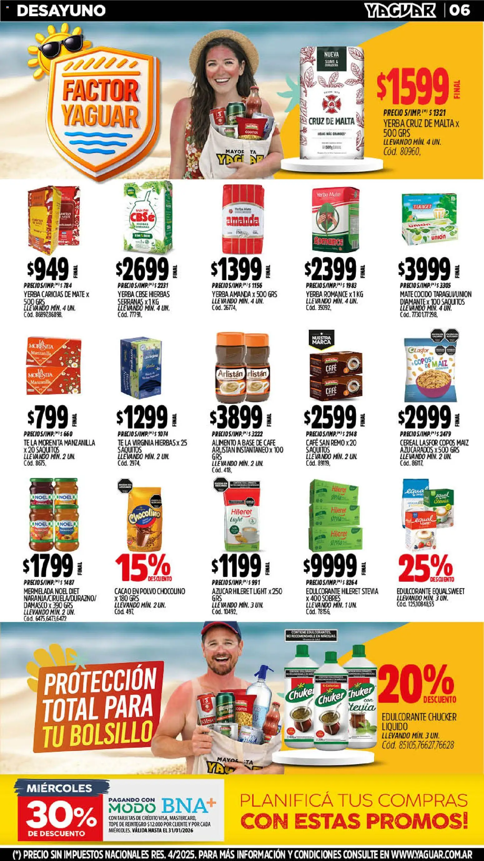 Yaguar - Oferta Semanal Misiones │ válido desde el 19.01.2026 | Página: 6 | Productos: Mate, Edulcorante, Café, Mermelada