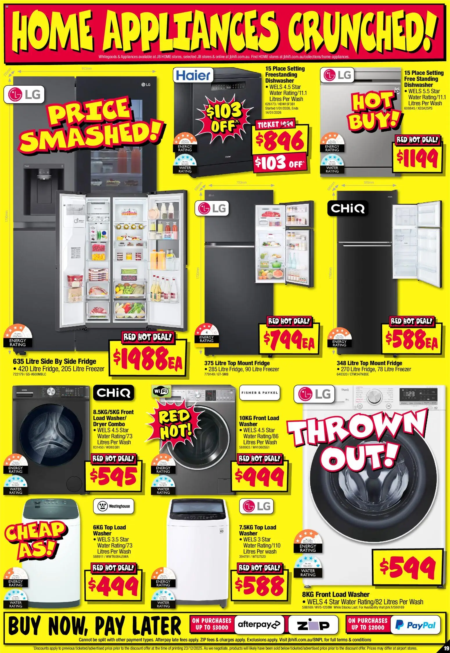 JB Hi-Fi catalogue - valid from 02.01.2026 | Page: 19 | Products: Water, Freezer, Dishwasher, Washer