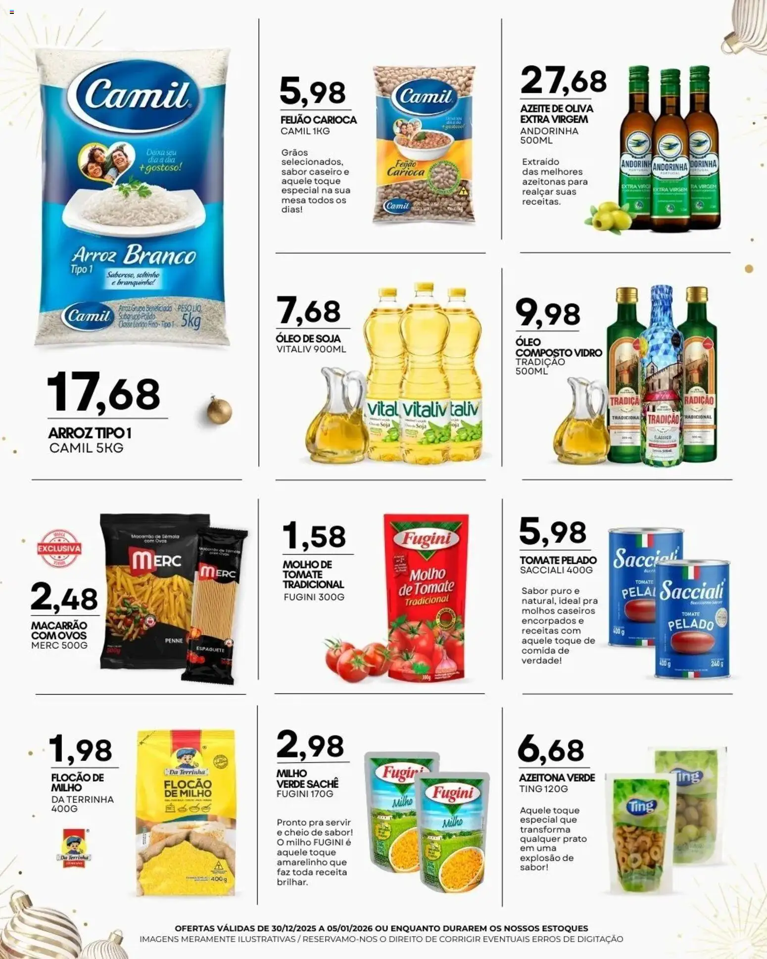 Mercadão Atacadista Folheto - válido de 30.12.2025 | Página: 4 | Produtos: Espaguete, Azeitonas, Milho verde, Mesa