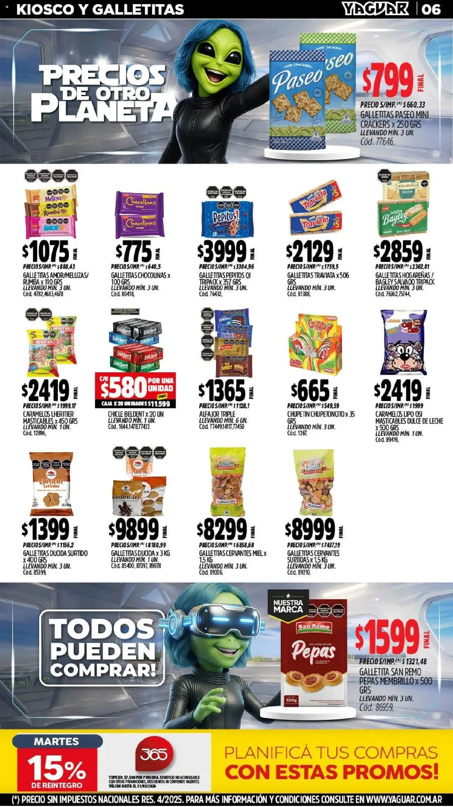 Yaguar - Oferta Semanal Mendoza │ válido desde el 11.03.2026 | Página: 8 | Productos: Caja, Dulce de leche, Chicle, Alfajor