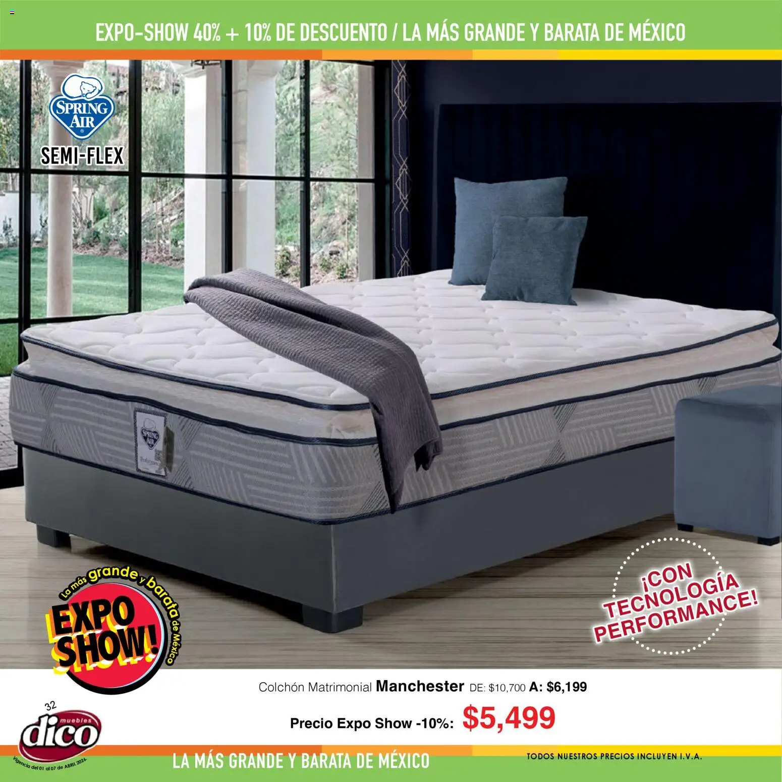 Nuevas ofertas de Muebles Dico válidas en toda la República Mexicana desde el 01.04.2026. ¡Encuentra las mejores ofertas en Muebles Dico catálogo Expo Show! | Página: 32 | Productos: Colchón