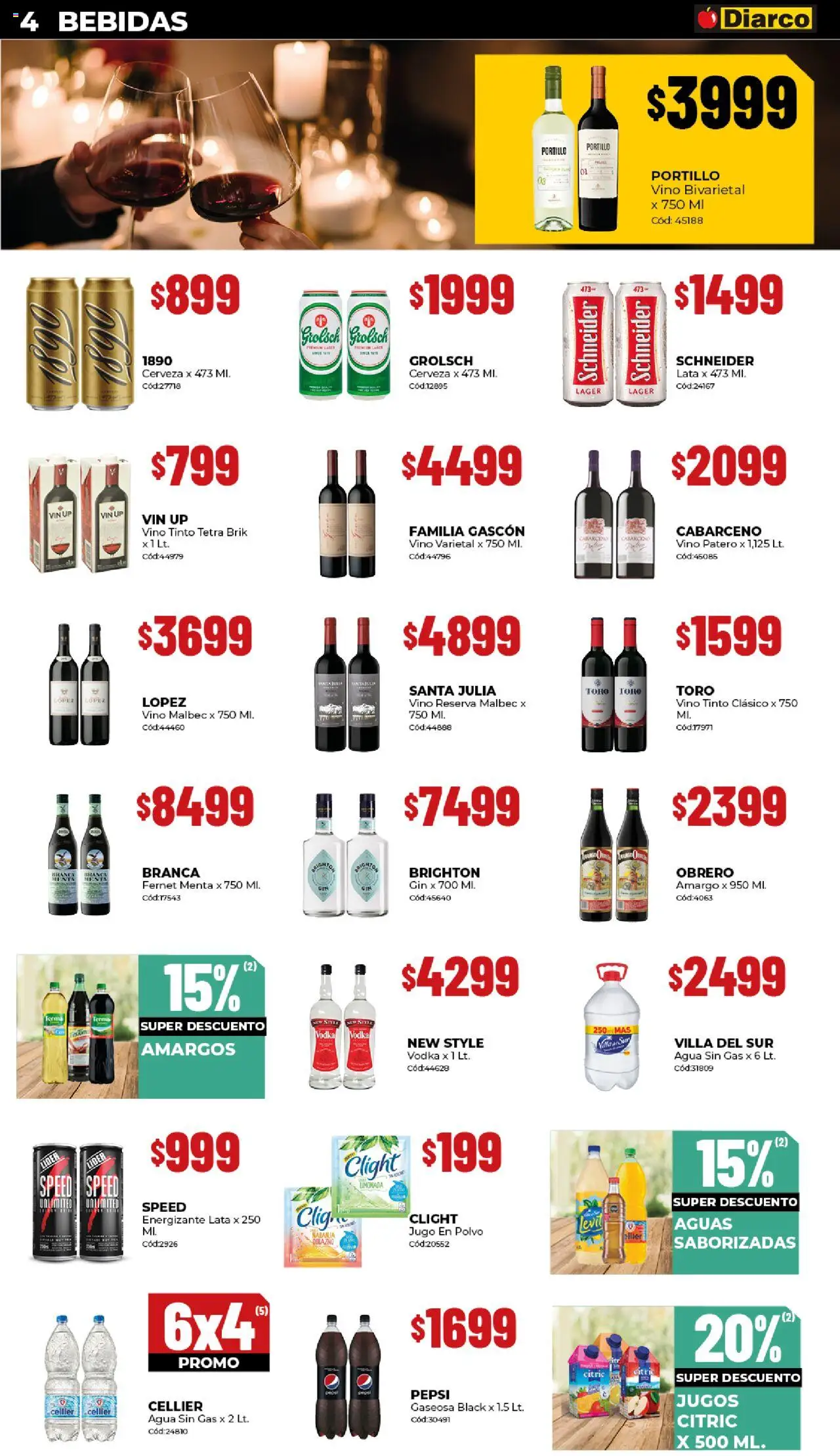 Diarco ofertas │ válido desde el 20.10.2025 | Página: 4 | Productos: Vodka, Gin, Gaseosa, Jugo
