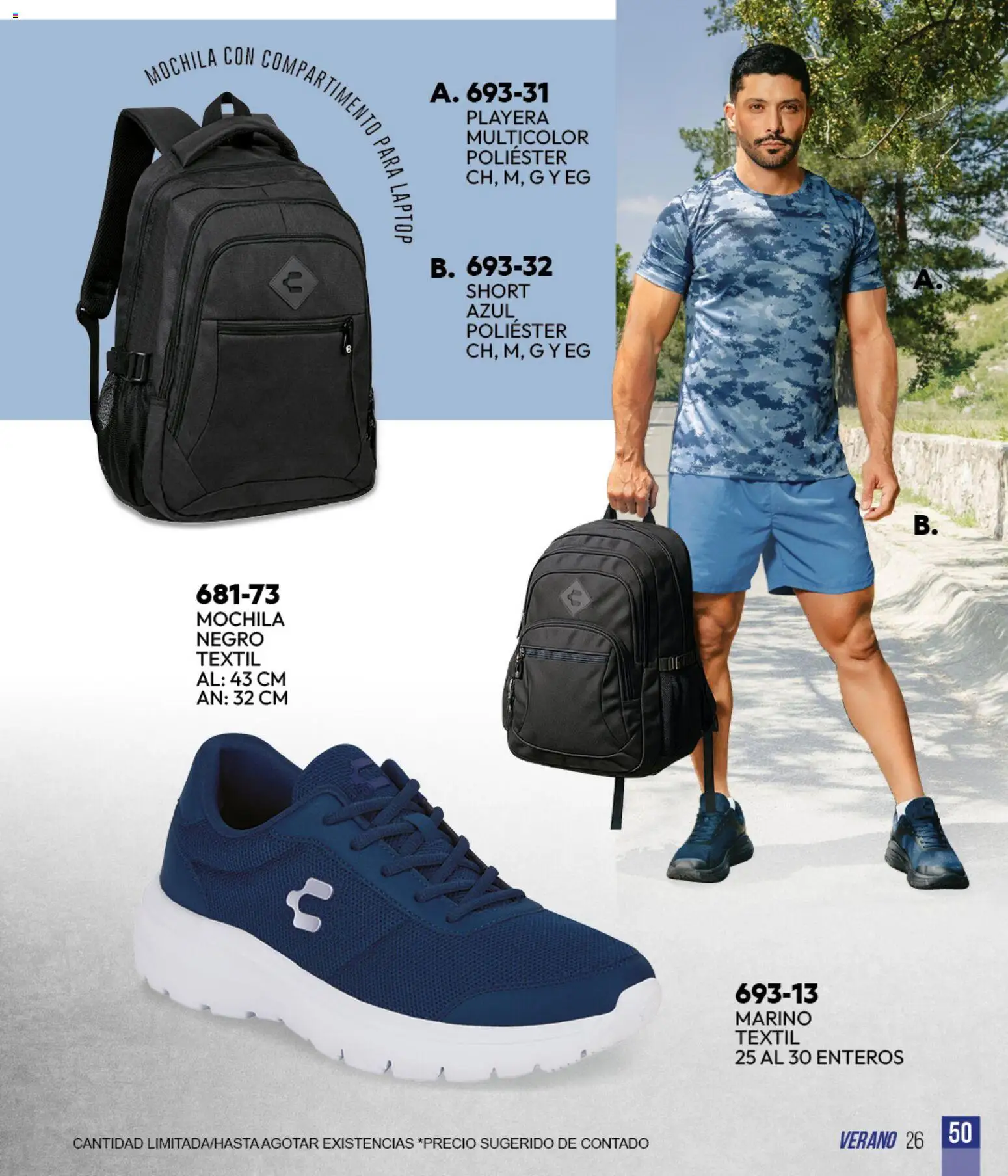 Nuevas ofertas de Cklass válidas en toda la República Mexicana desde el 05.03.2026. ¡Encuentra las mejores ofertas en Cklass catálogo Sportbrands Verano Caballero! | Página: 51 | Productos: Mochila, Playera, Short