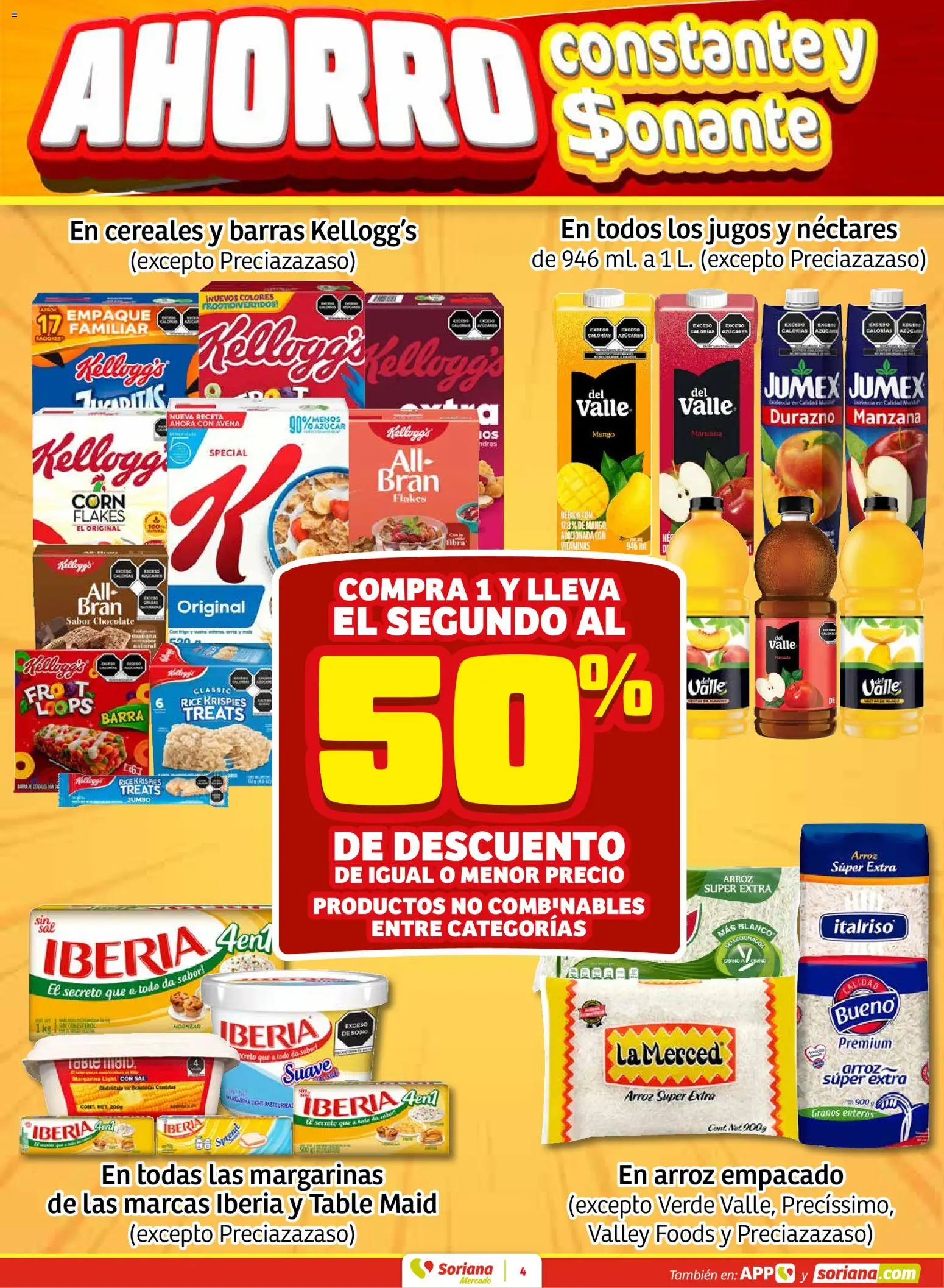 Nuevas ofertas de Soriana válidas en toda la República Mexicana desde el 12.03.2026. ¡Encuentra las mejores ofertas en Soriana - Fin de Semana Mercado: Nuevo León! | Página: 4 | Productos: Durazno, Chocolate, Margarina, Barra