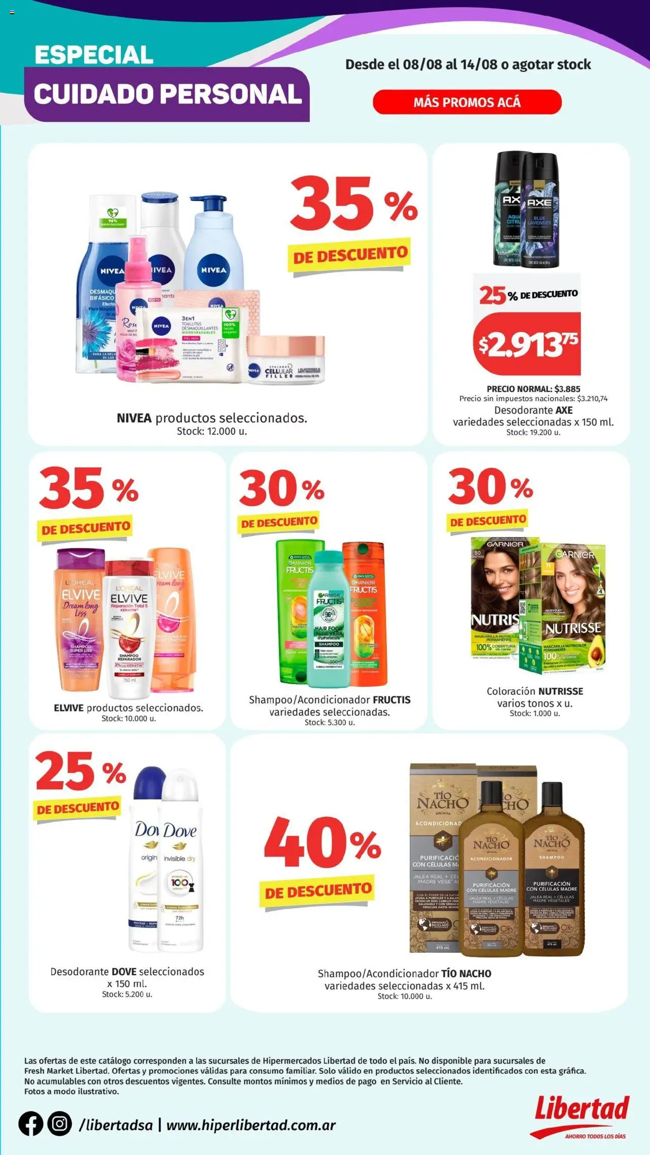 Hipermercado Libertad - Cuidado Personal  │ válido desde el 08.08.2025 | Página: 3 | Productos: Mascarilla, Shampoo, Desodorante, Crema